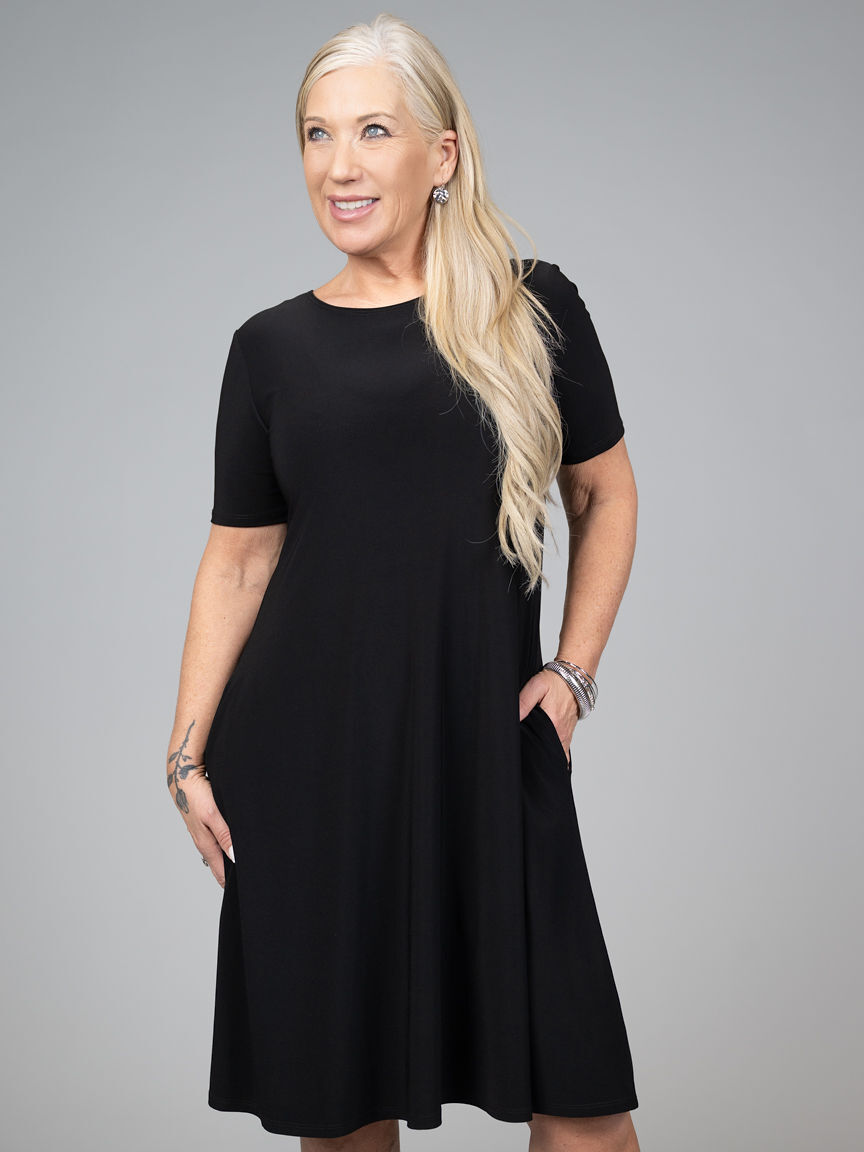 Short Sleeve Midi Dress With Pockets