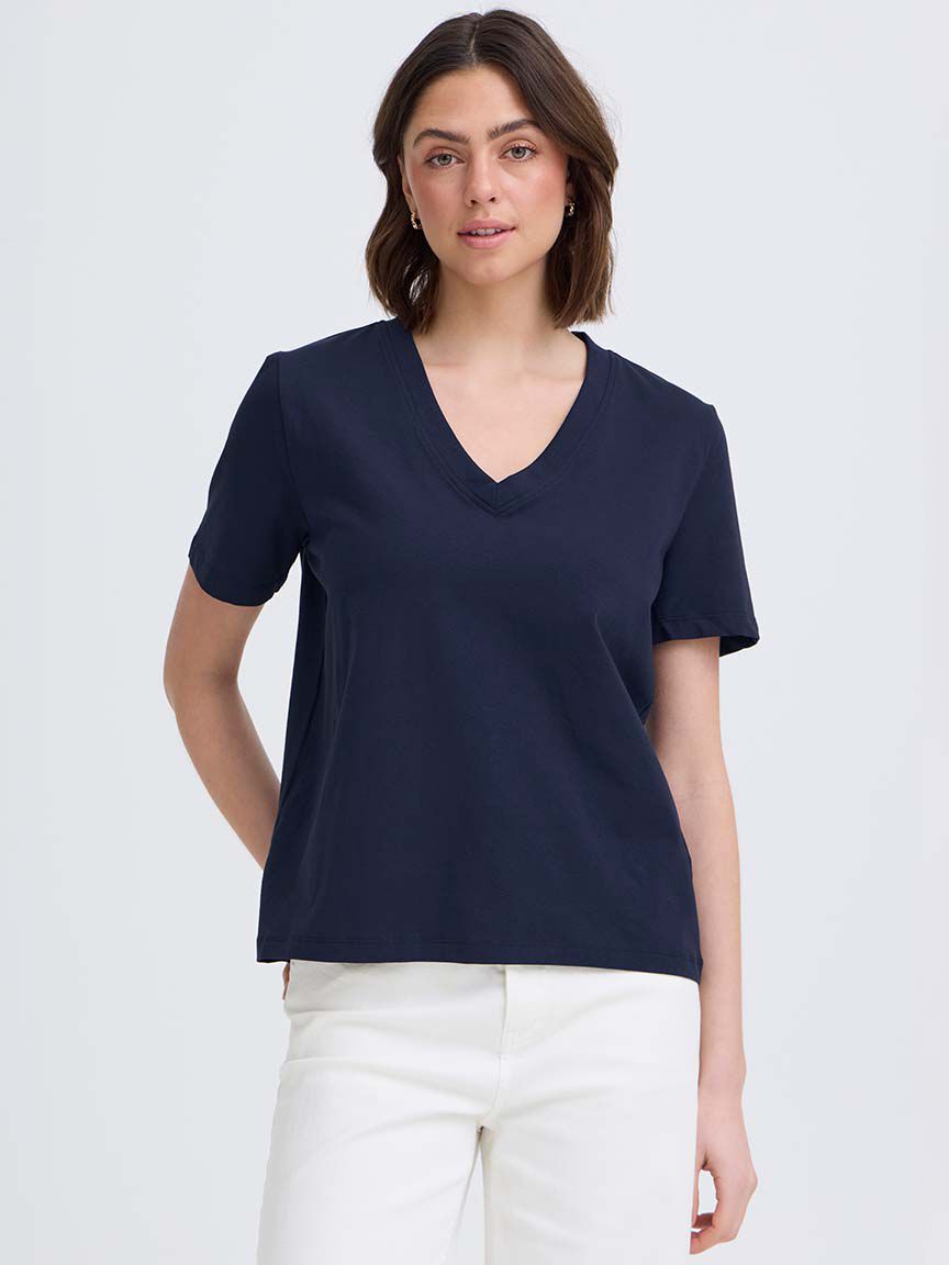 Short Sleeve V-Neck Cotton Shirt Image 1