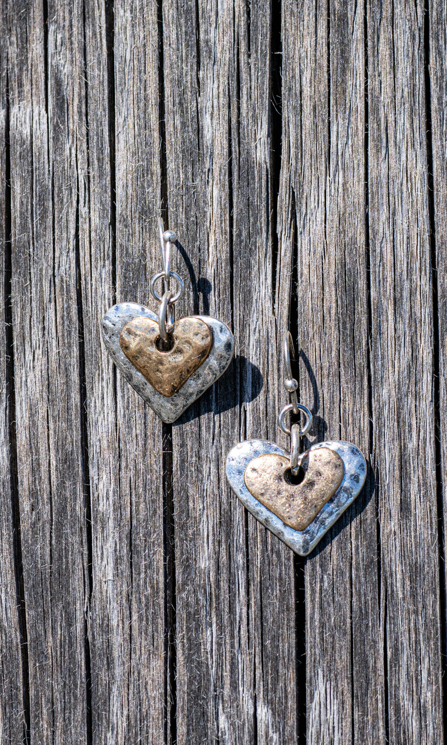 Hammered Heart Dangle Earrings Image 1