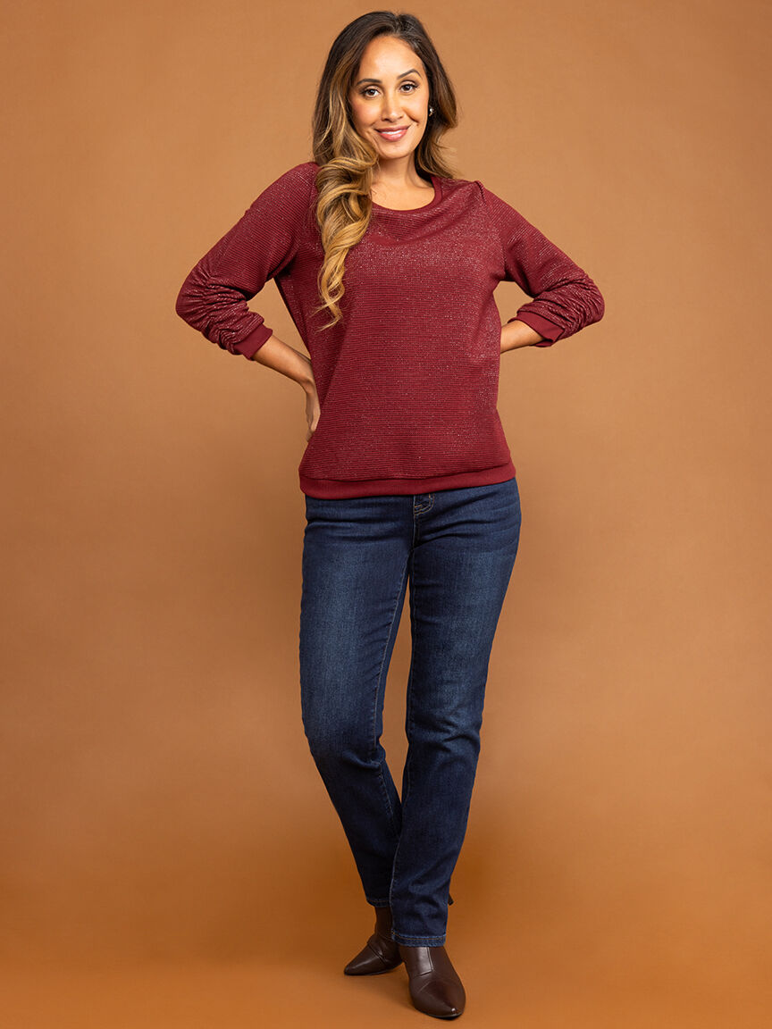 &frac34; Sleeve Sweater with Lurex Image 1