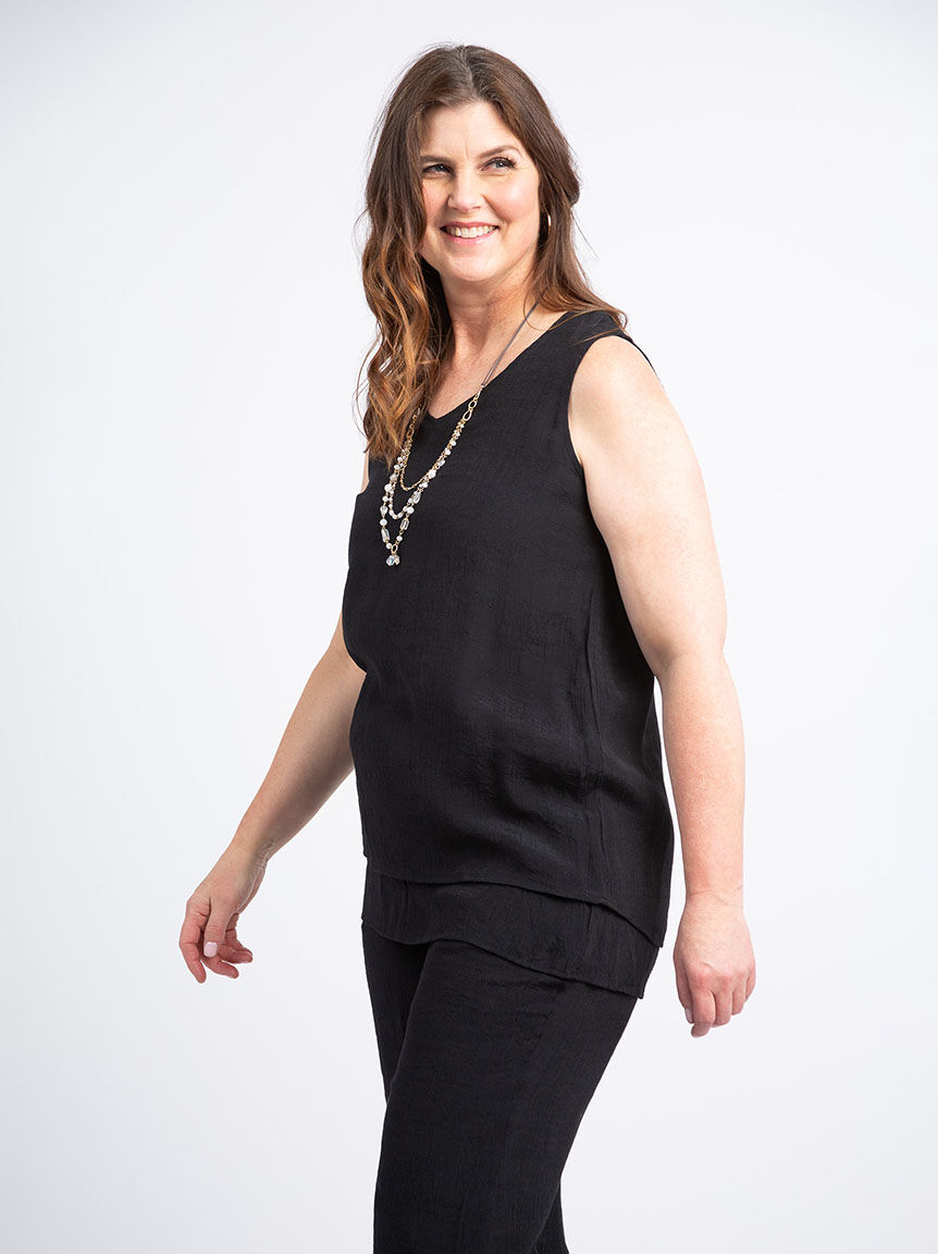 Sleeveless Layered V-Neck Top Image 3