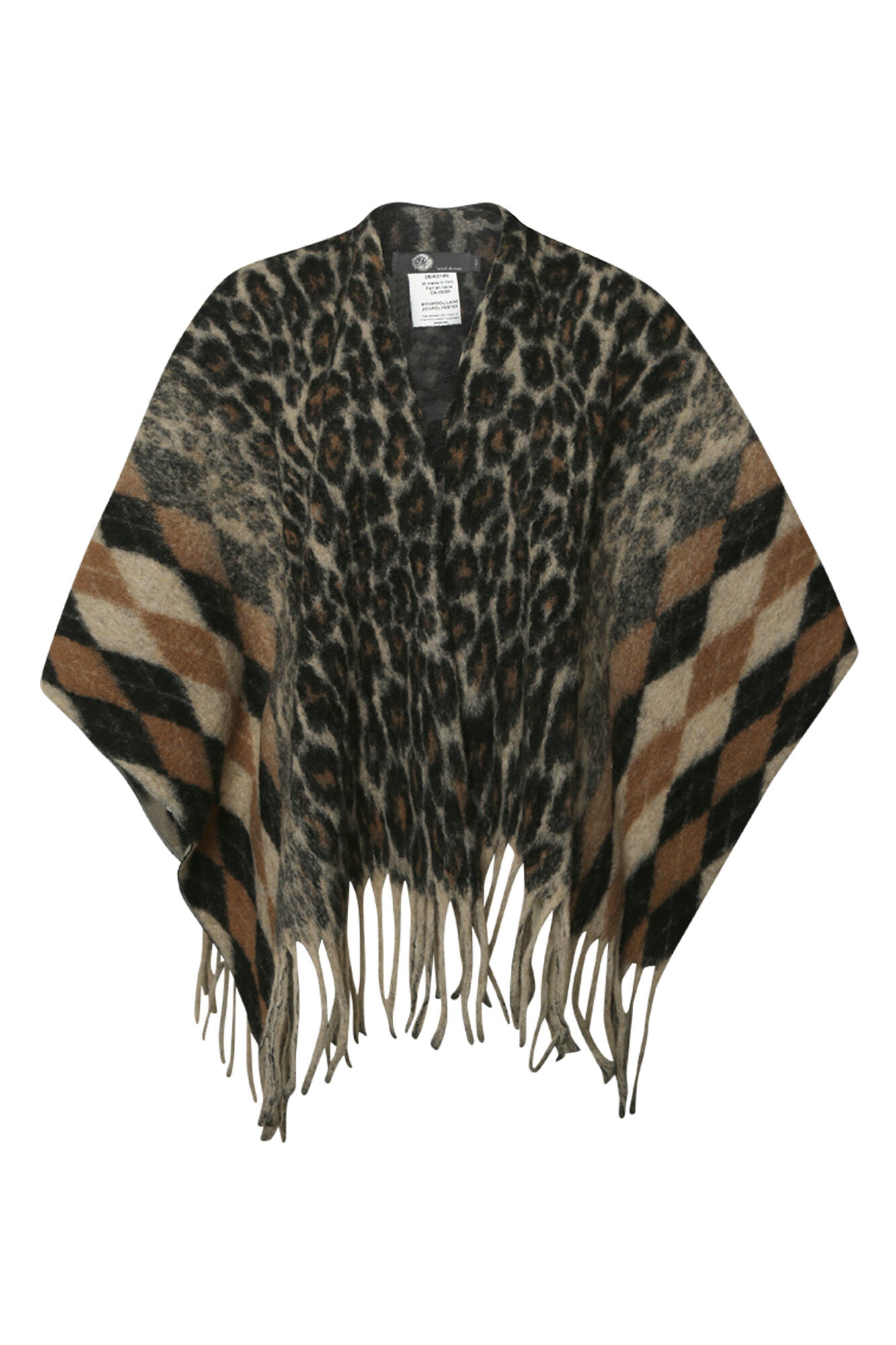 Animal and Argyle Print Poncho Image 1