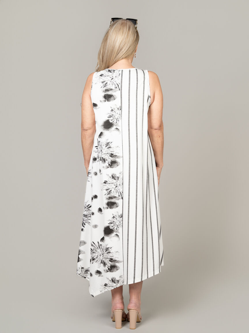 Asymmetrical Midi Dress with Pocket