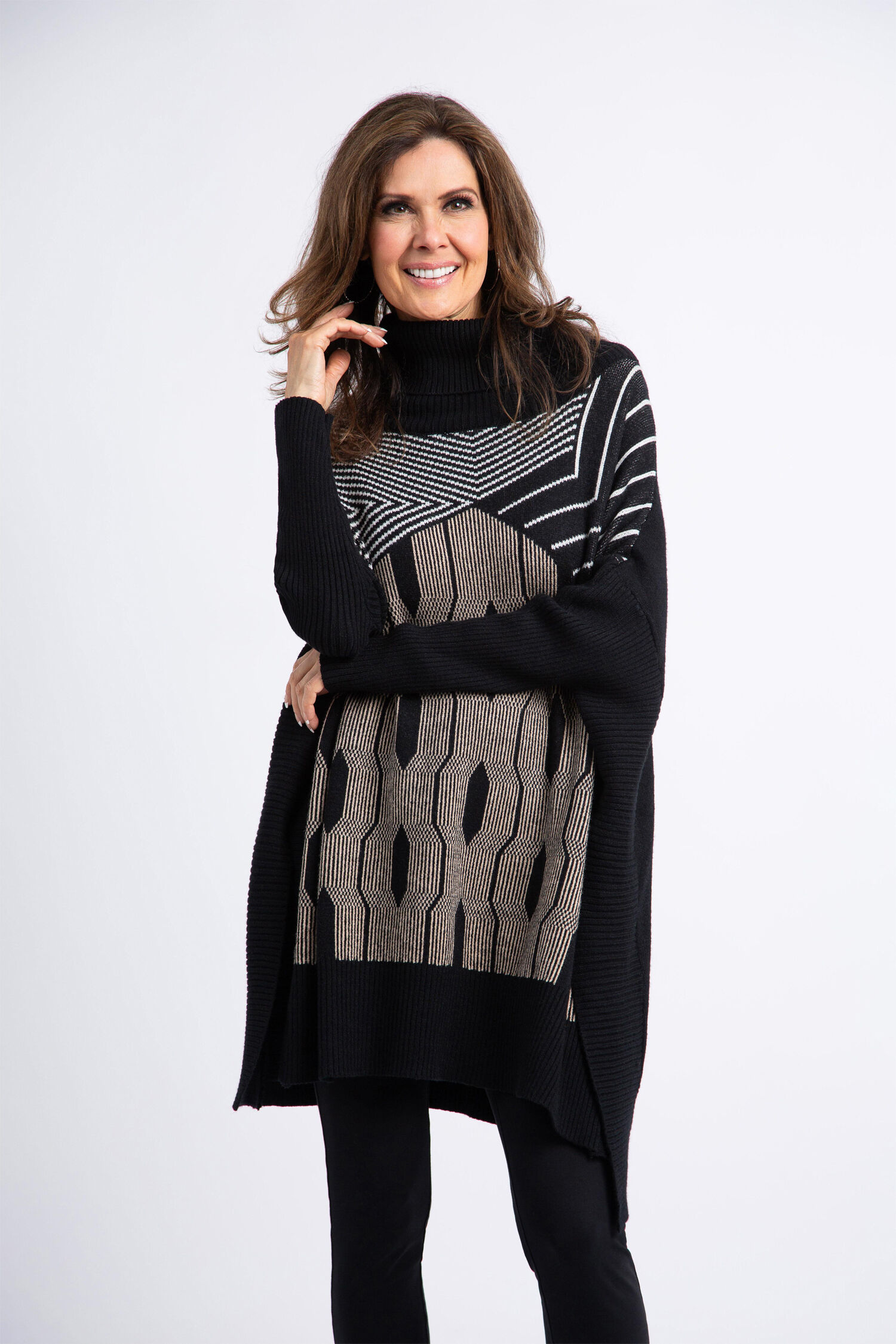 Turtleneck Poncho Sweater  Image 1