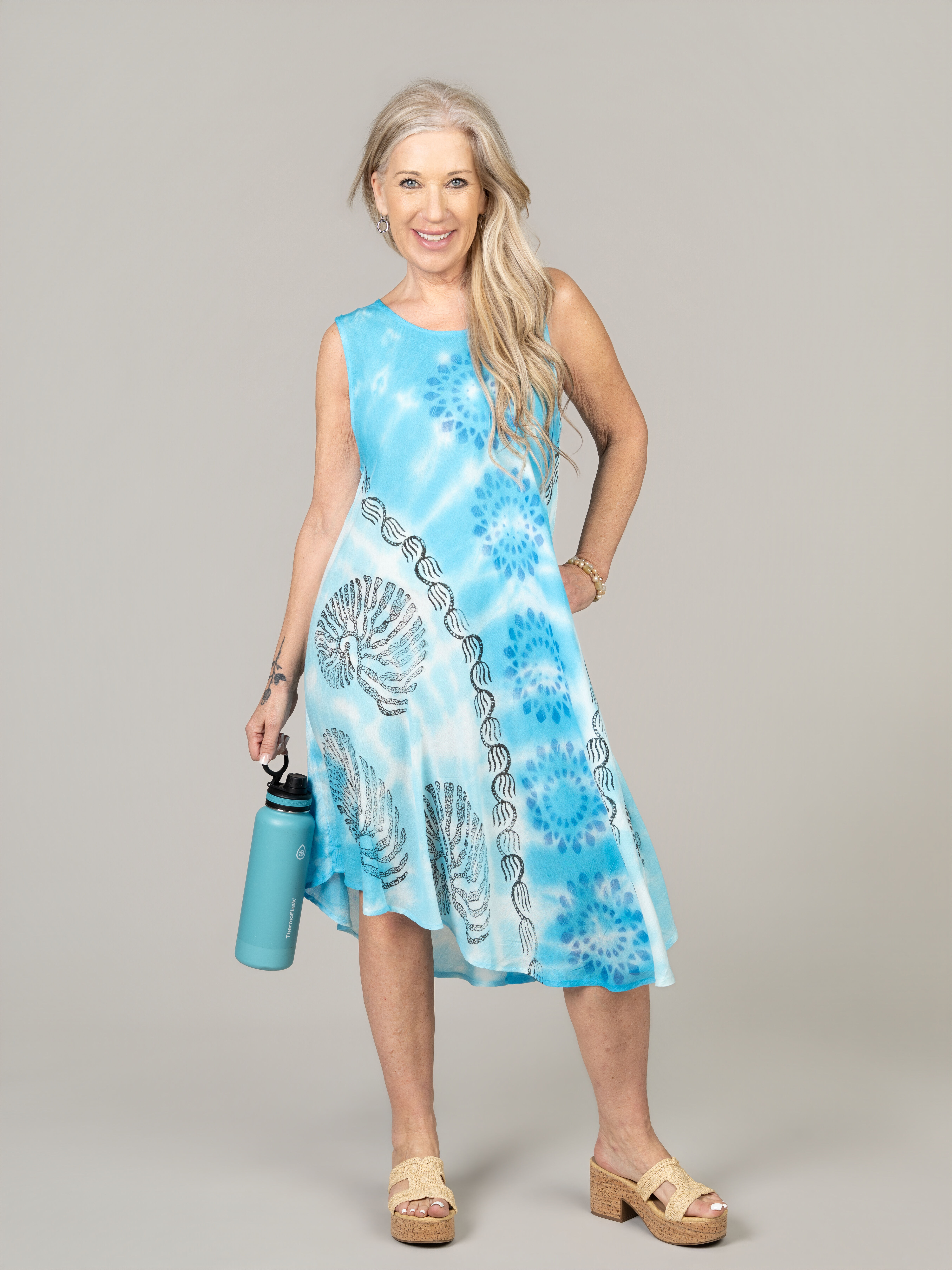 Sleeveless Tie Dye Midi Dress