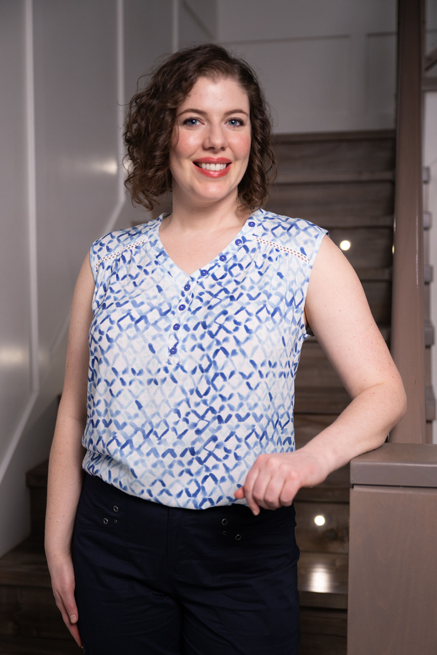 Sleeveless V-Neck Eyelet Blouse Image 1