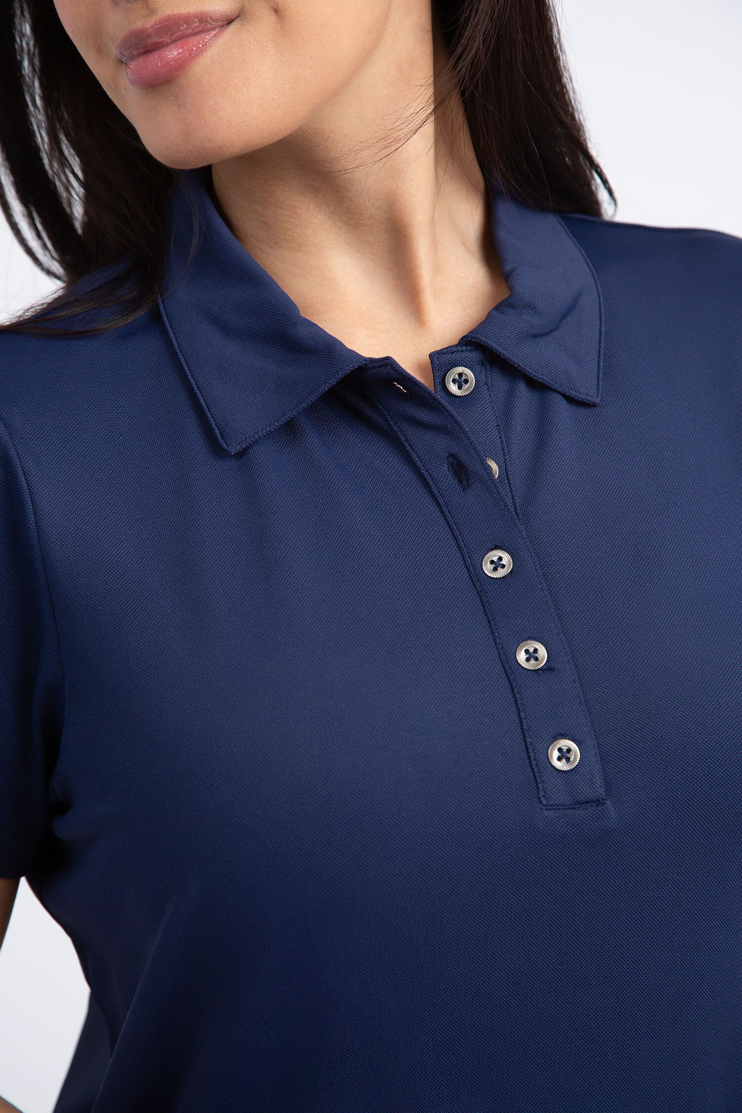 Short Sleeve Golf Polo Top w/ Button Placket Image 5