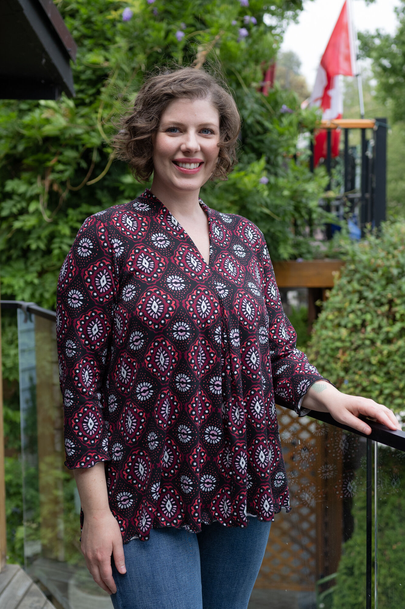 Pretty Pleated Purple Multi-Circles Funky Shirt Image 1