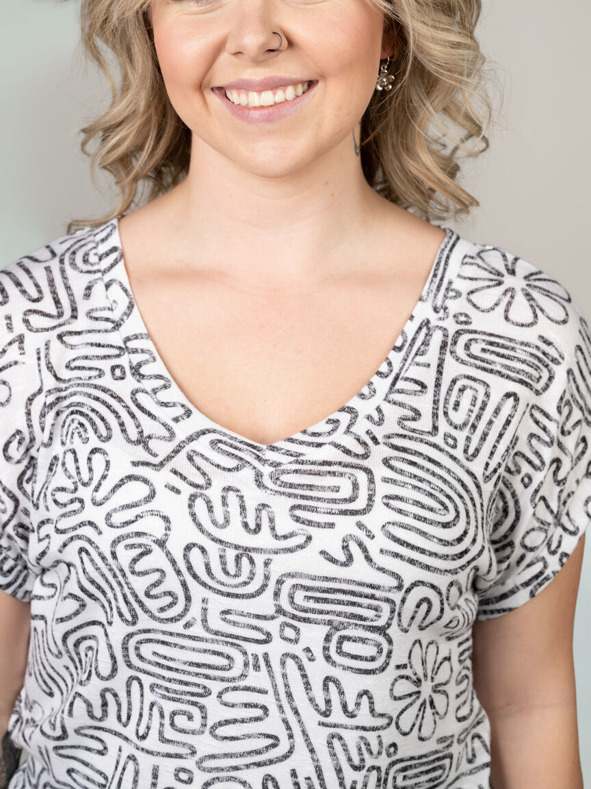 2-Way Neckline Abstract Print Top Image 2