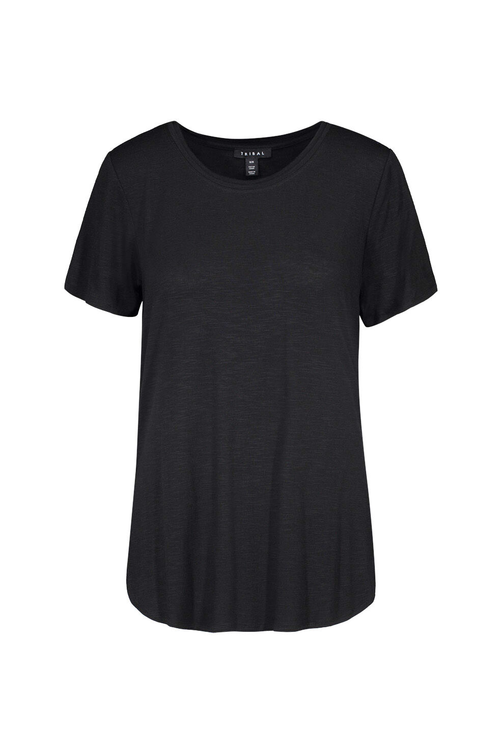 Crew Neck T-Shirt with Hi-Lo Hem