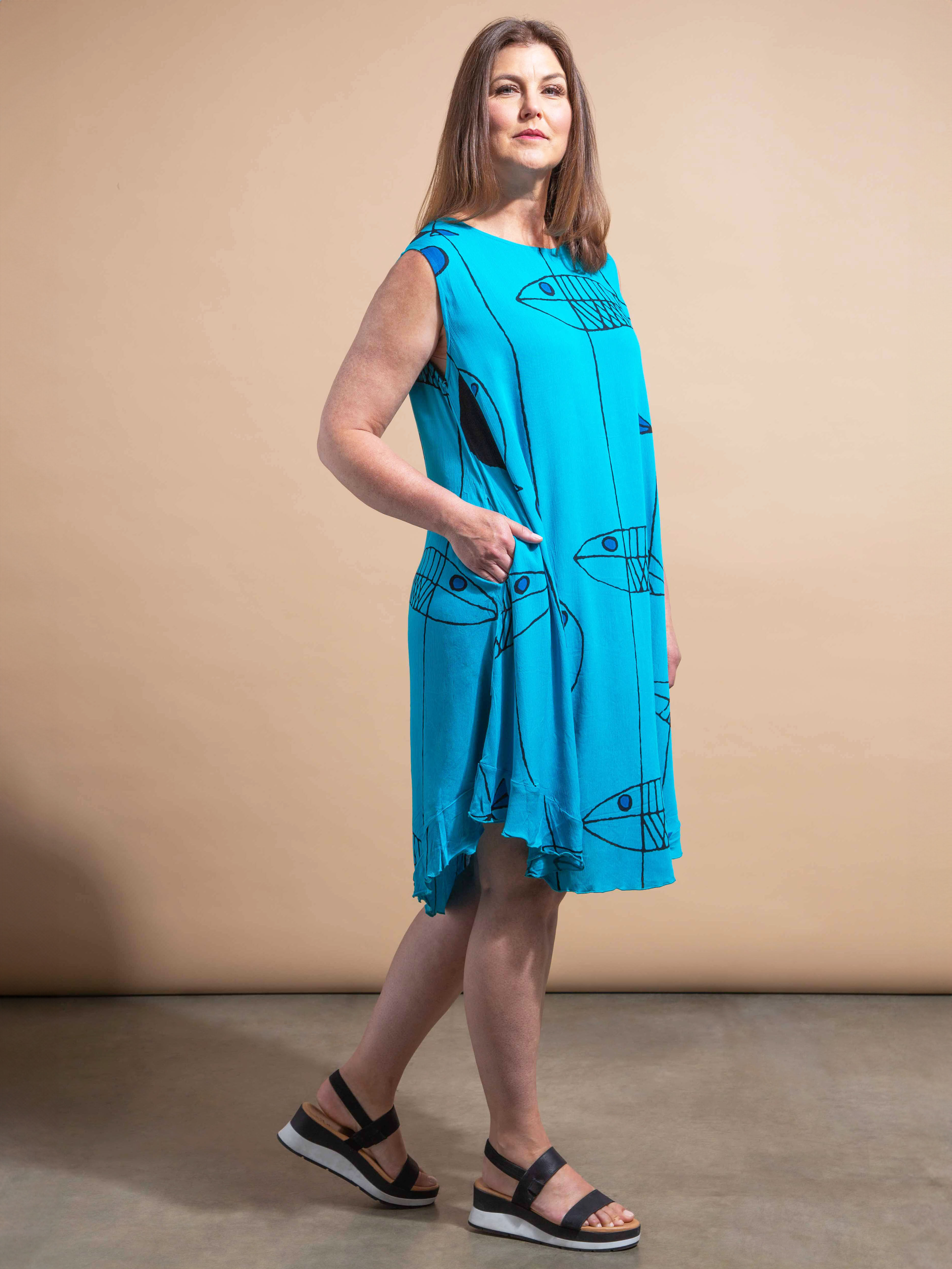 Fish Print Umbrella Dress Image 2