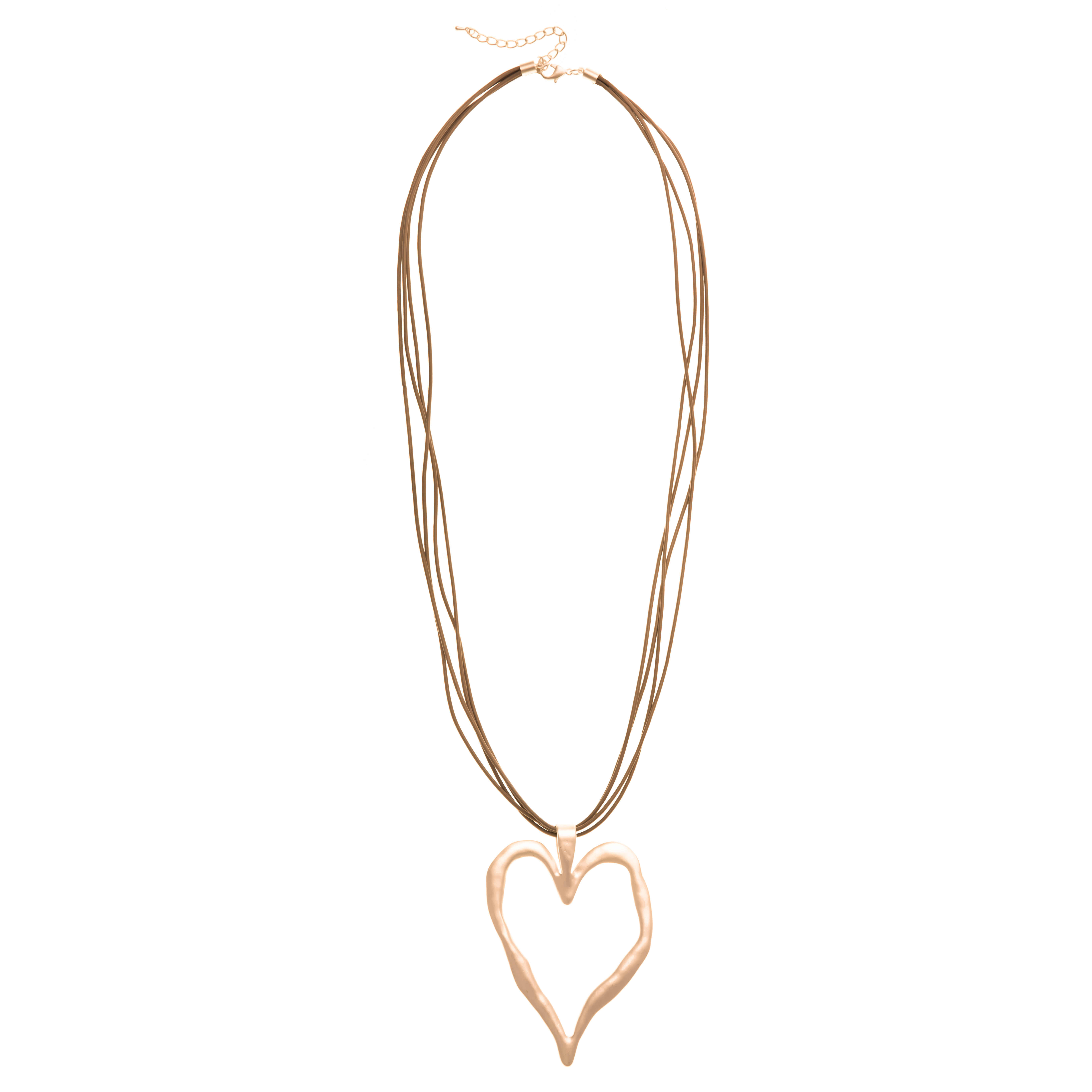 Textured Heart Long Necklace