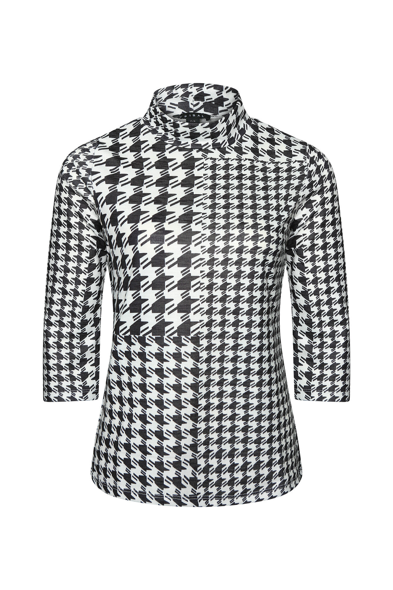 Houndstooth Mock Neck 3/4 Sleeve Image 1