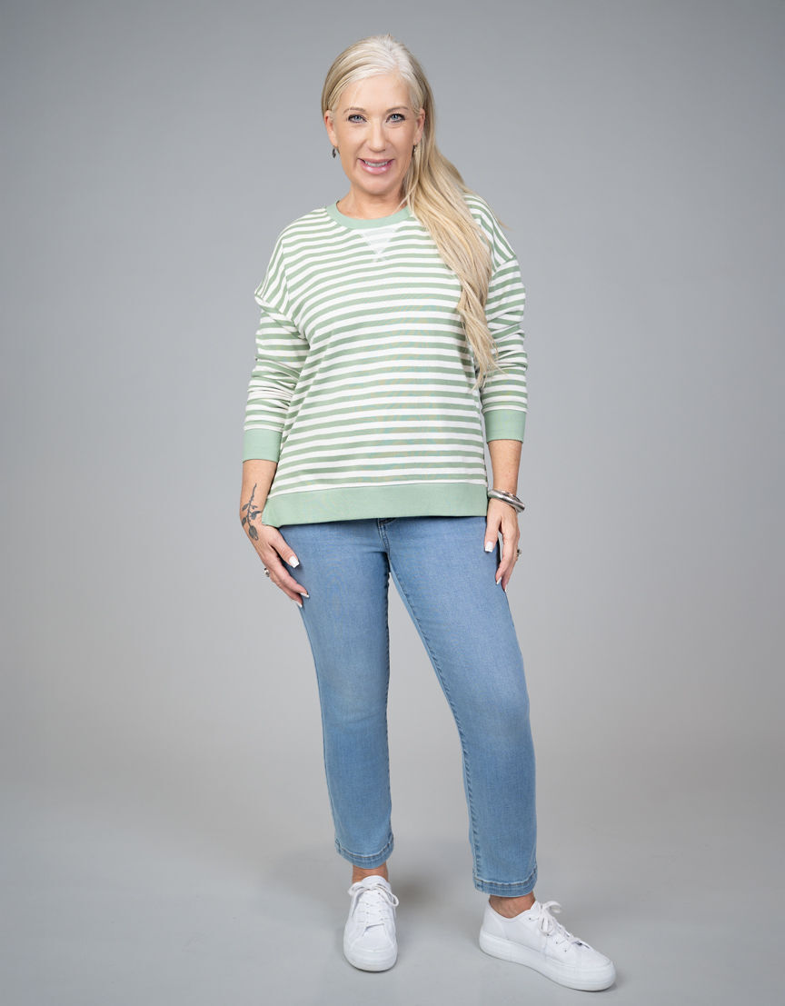 Long Sleeve Striped Crew Neck