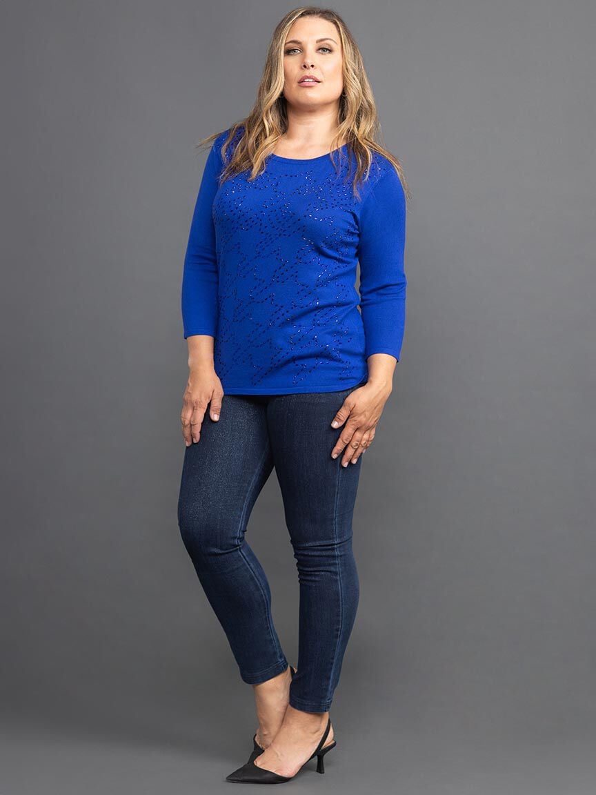 Long Sleeve Jeweled Sweater Image 1