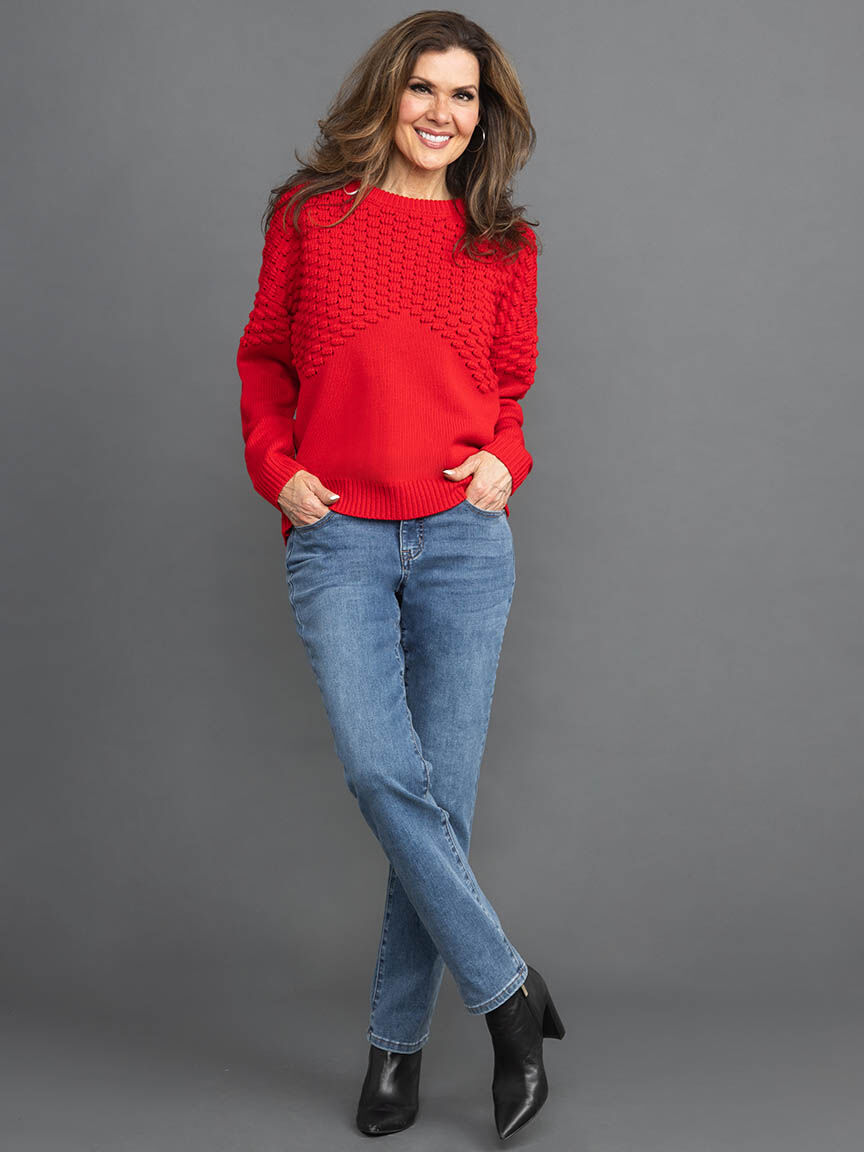 Popcorn Knit Crewneck Sweater Image 1