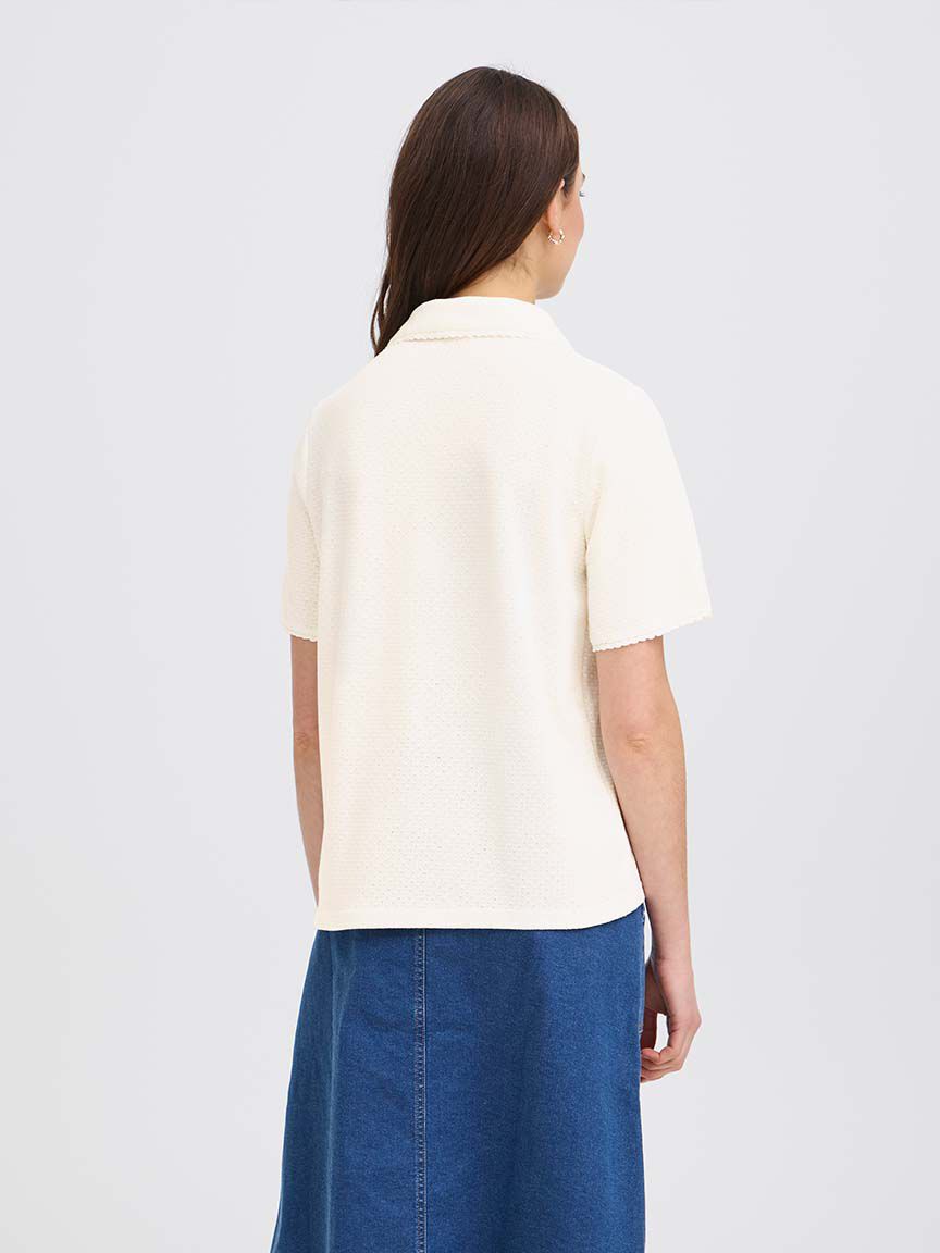 Short Sleeve Johnny Collar Top