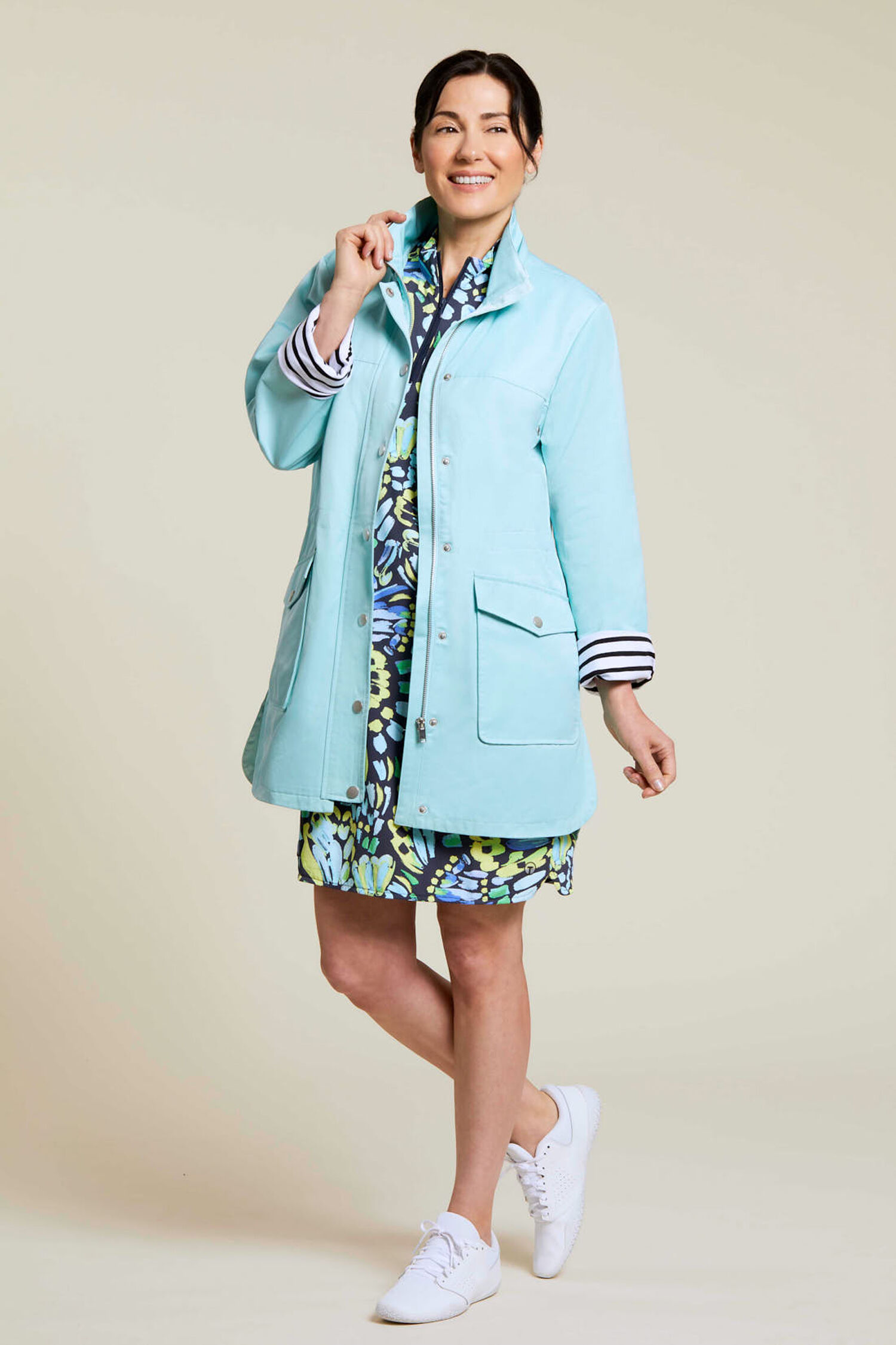 Twill Raincoat with Removable Hood Image 2