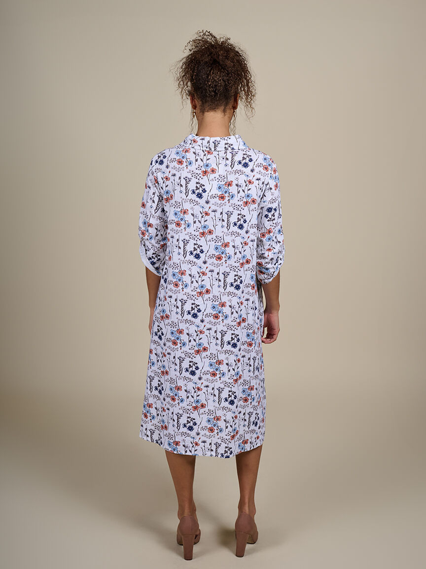 3/4 Sleeve Linen Midi Dress Image 2