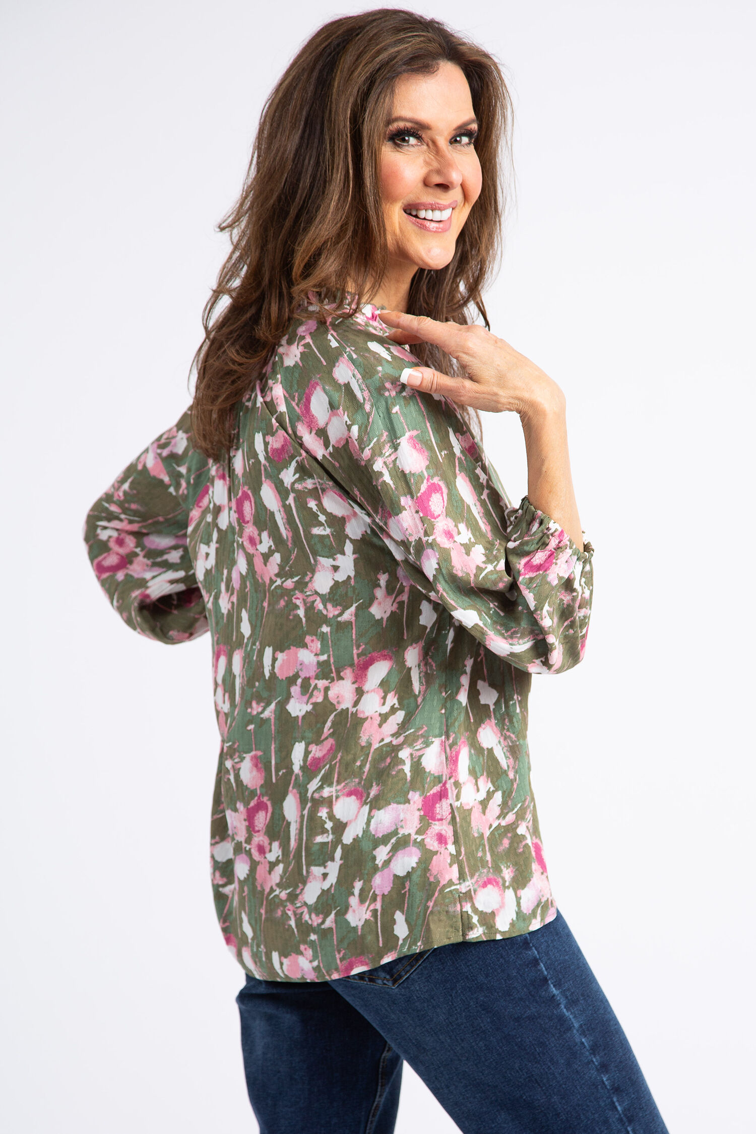 Ruffle Collar V-Neck Blouse Image 3