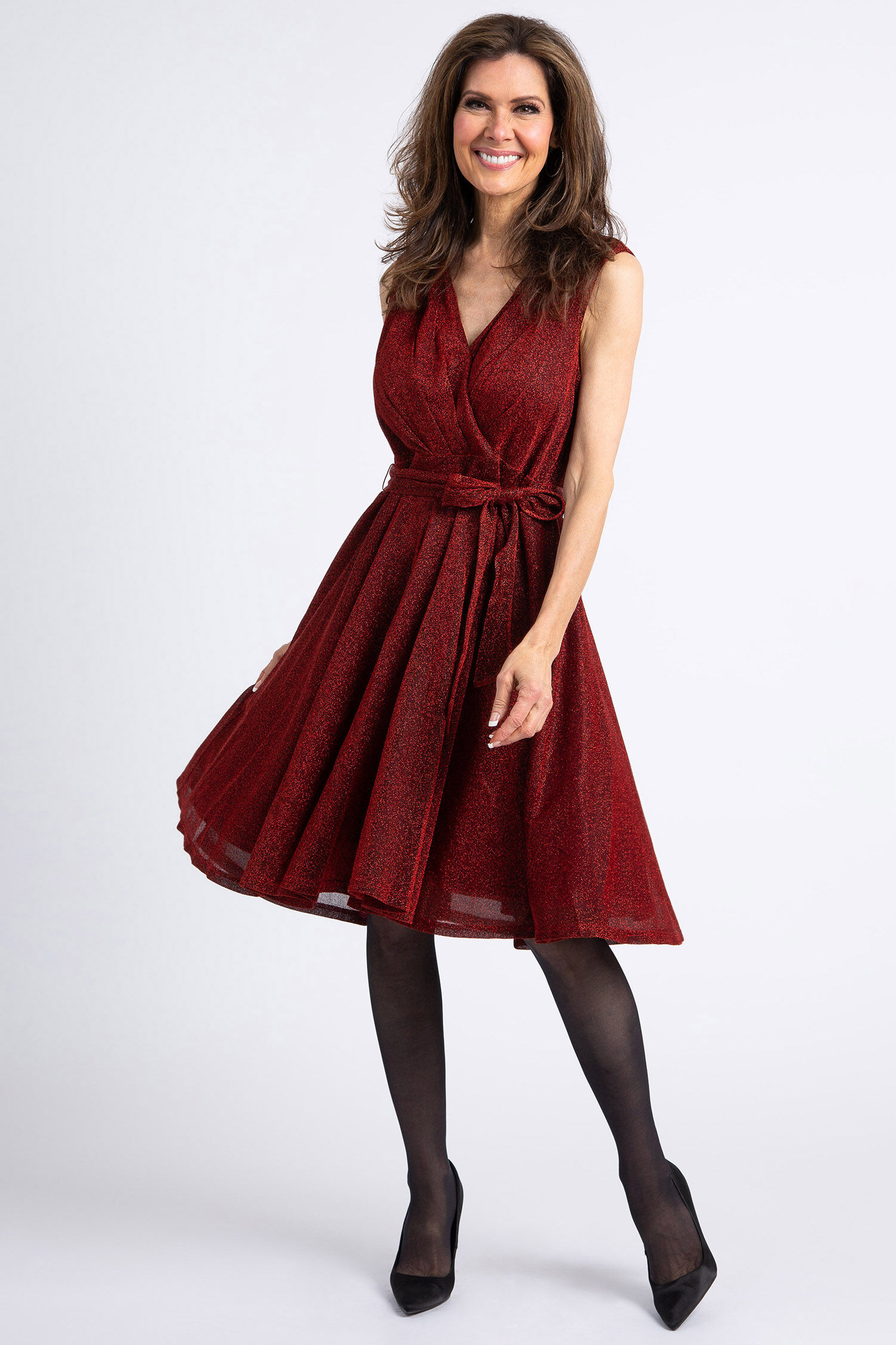 Knee Length Metallic Dress Image 1