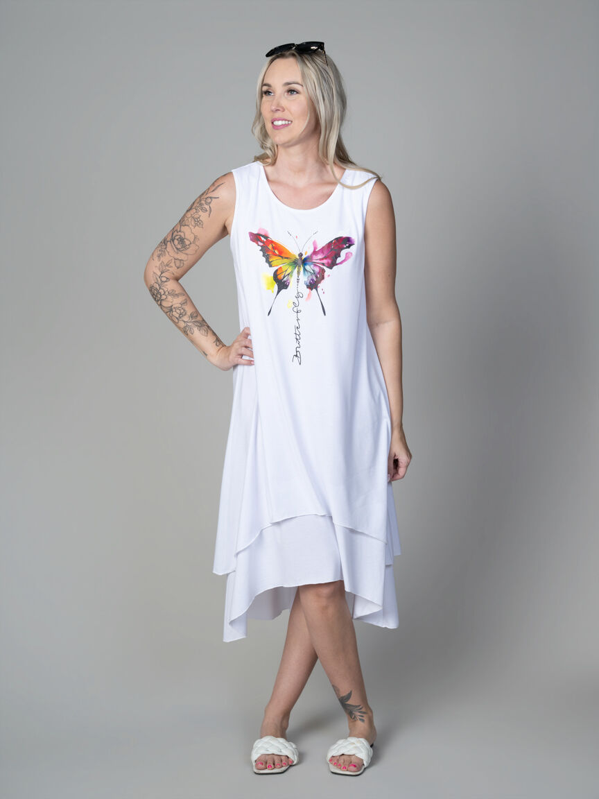 Sleeveless Midi Butterfly Dress