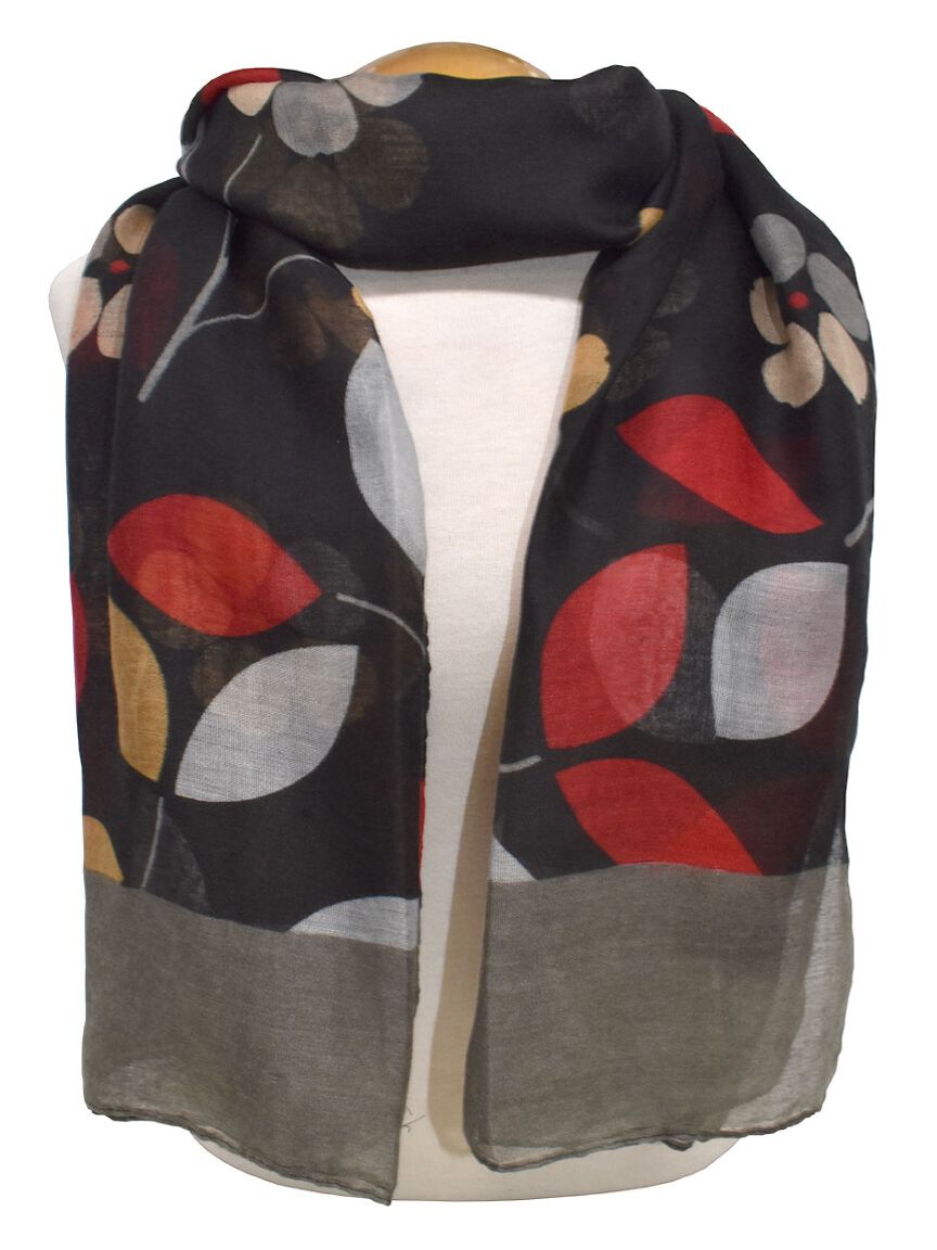 Lightweight Floral/Leaf Print Scarf