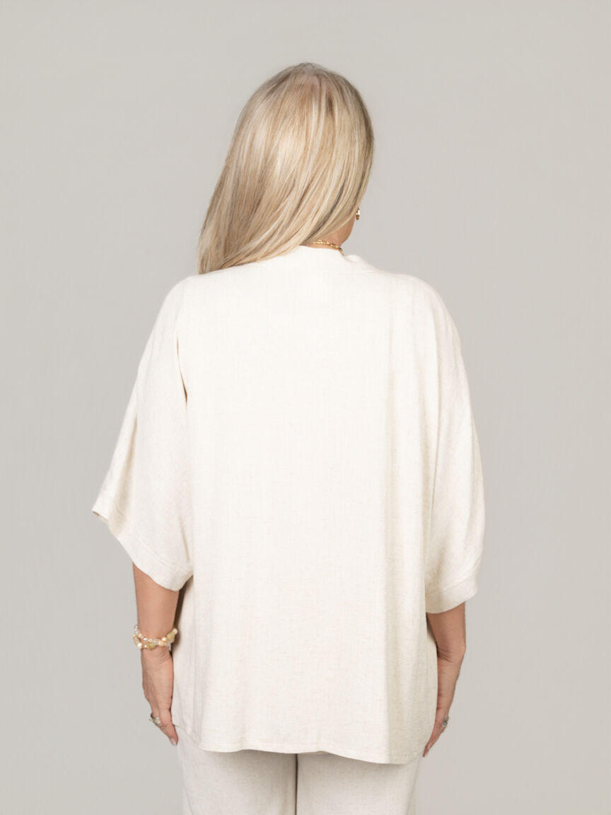 Linen Open Front Cardigan Image 3