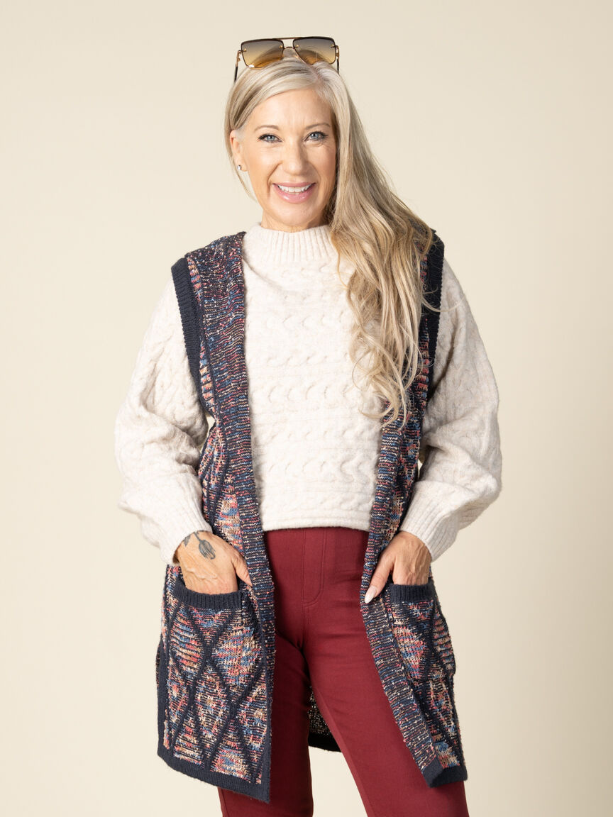 Space-Dye Knitted Vest With Hood And Pockets