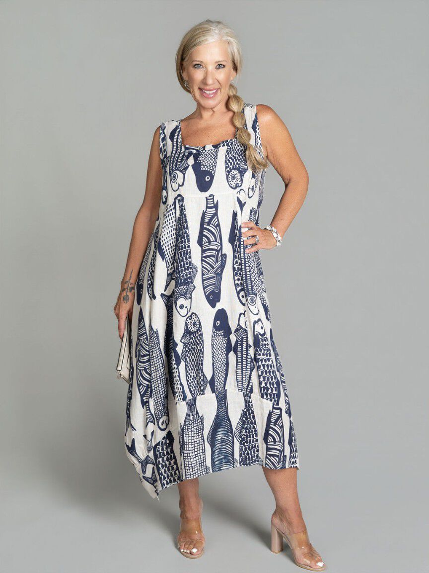 Square Neckline Fish Dress