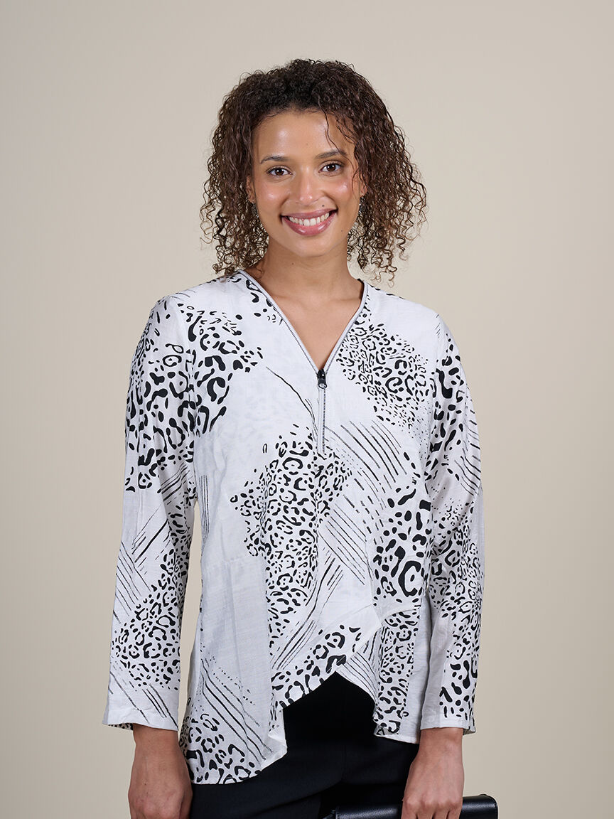 Long Sleeve Asymmetrical Hem Tunic  Image 1