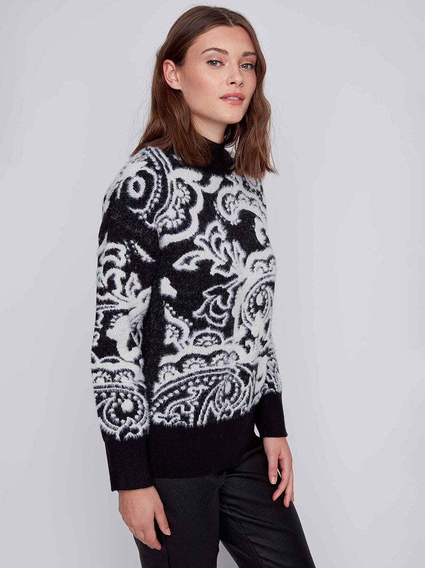 Mock Neck Eyelash Sweater Image 2