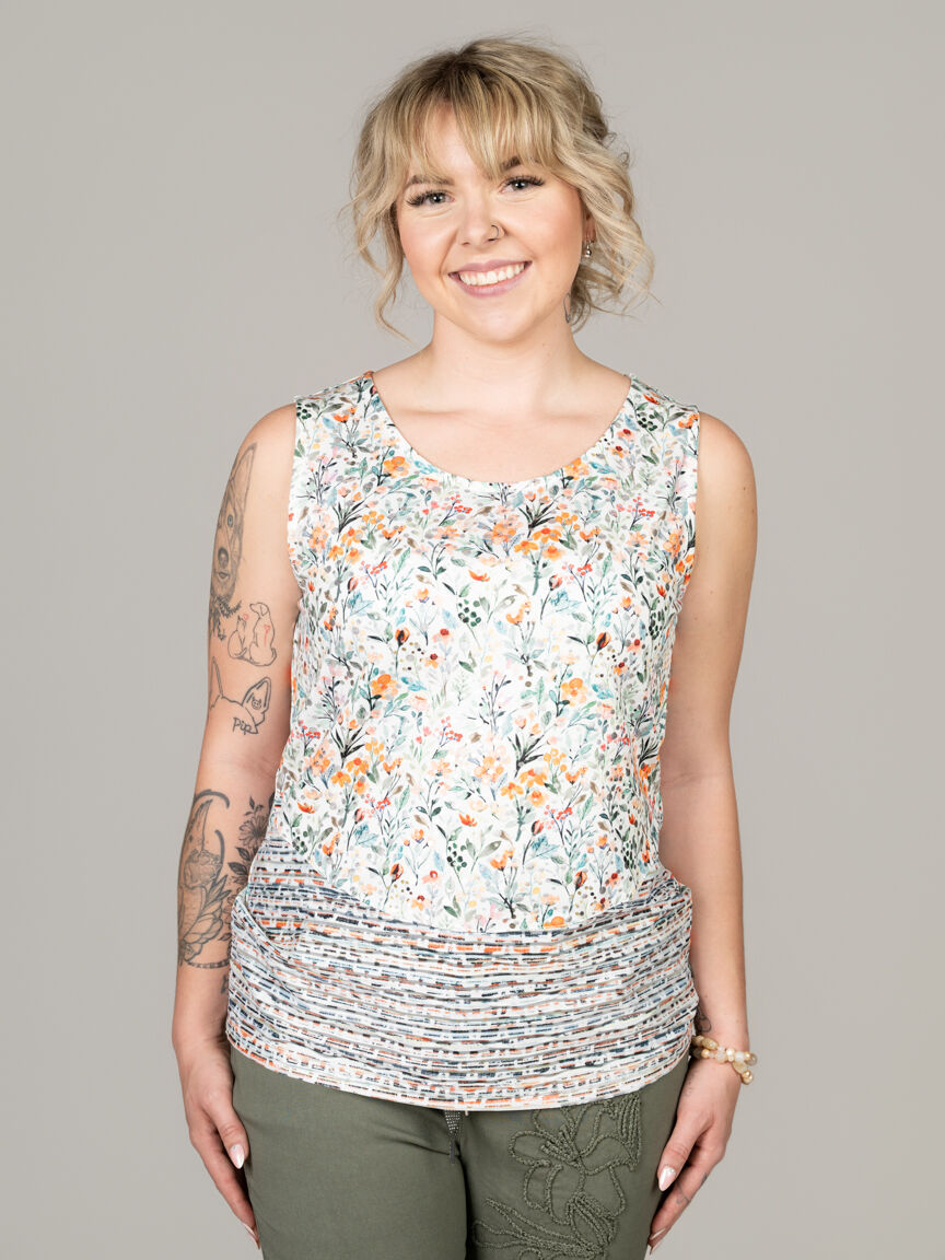 Sleeveless Mixed Media Top