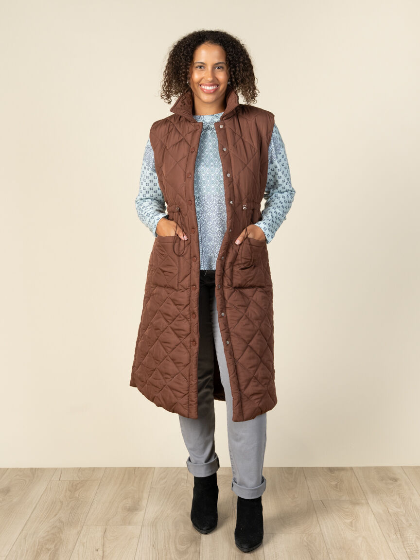 Long Diamond Quilted Vest