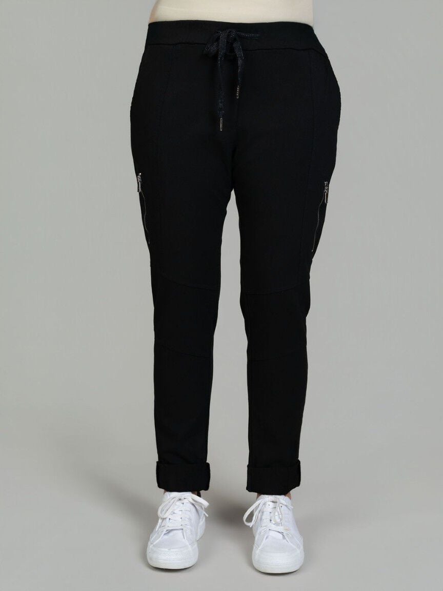 Pull-On Lurex Drawstring Cargo Pants
