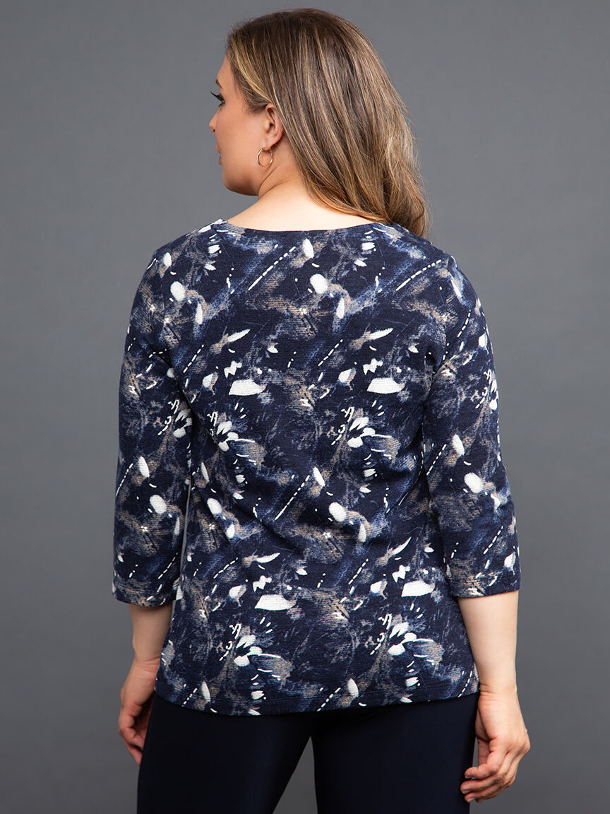 Draped Neck Floral Hatchi Top Image 4
