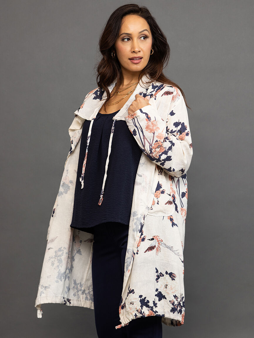 Long sleeved floral cardigan with front pockets