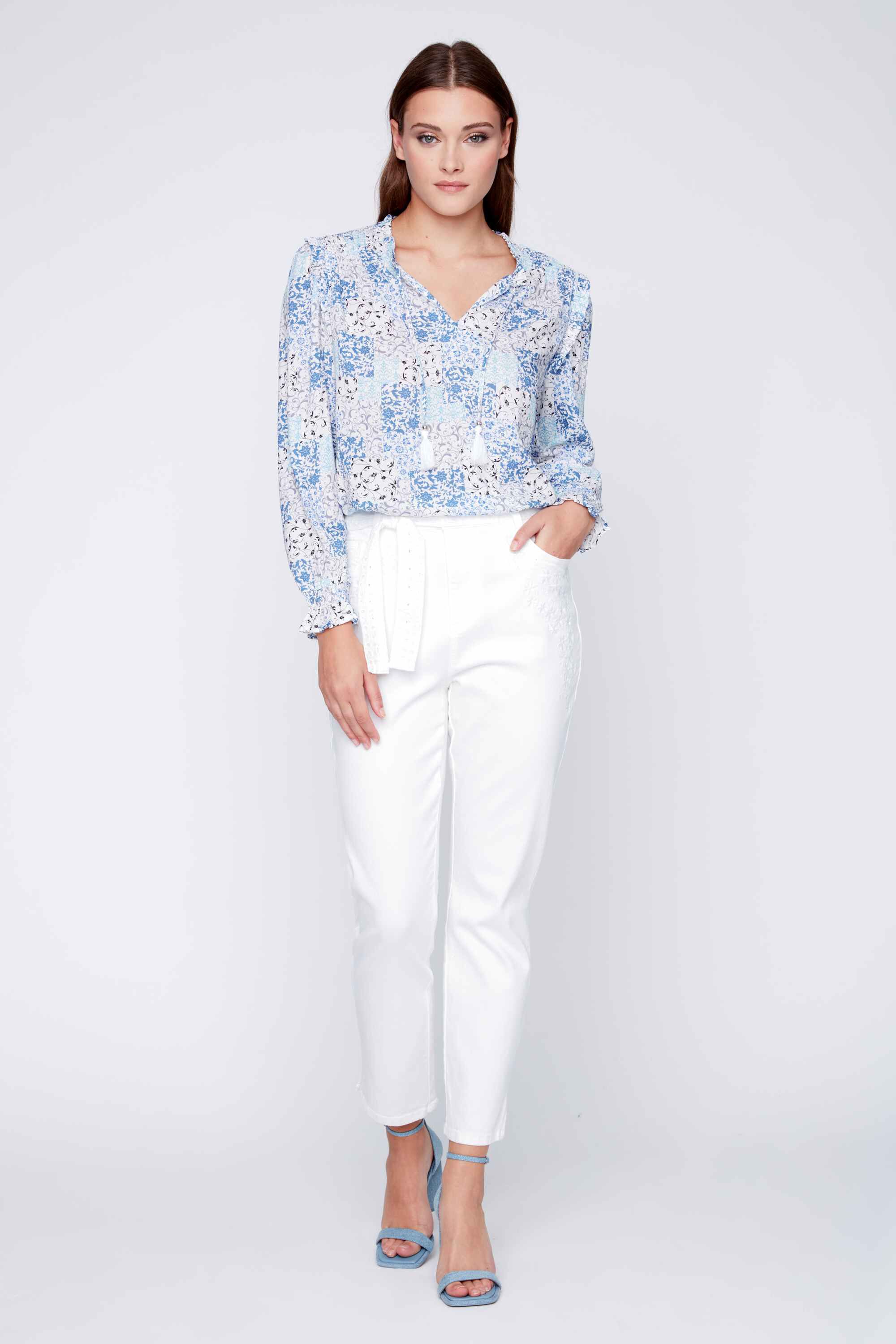 Embroidered Jeans w/ Lace Belt