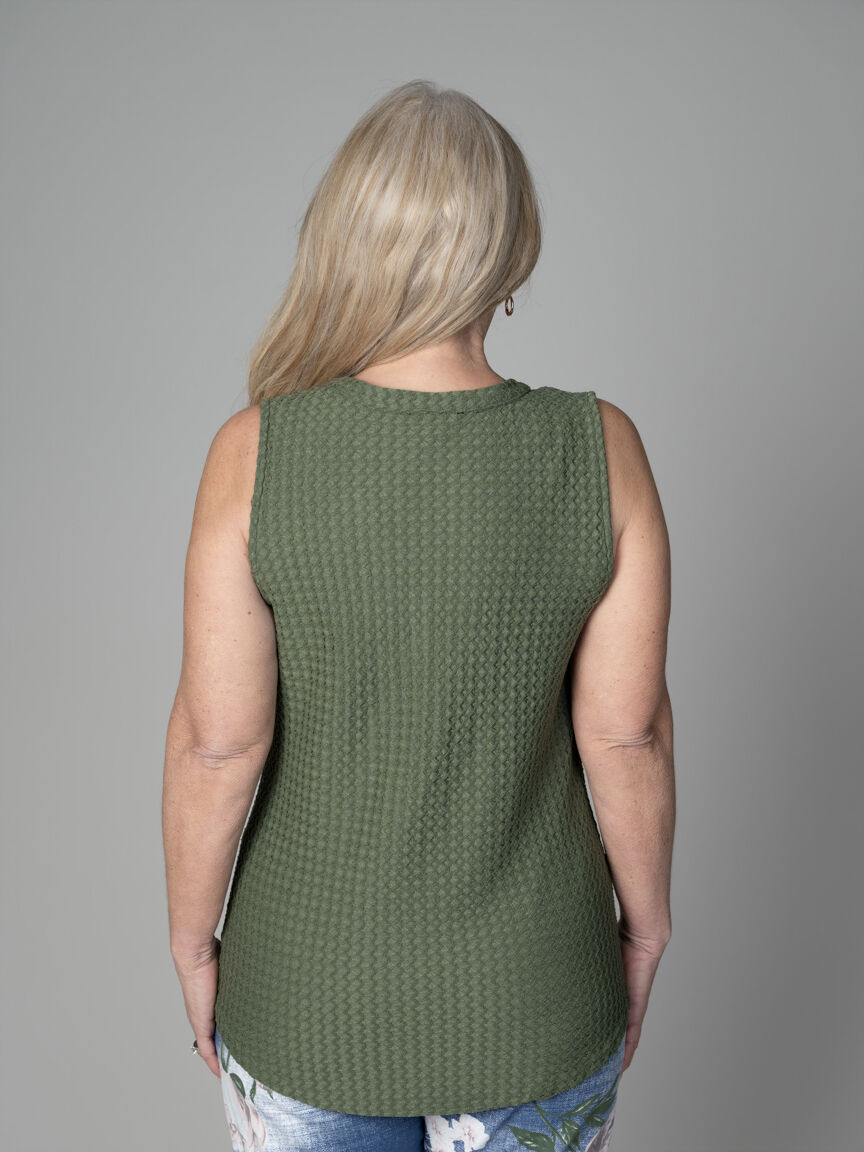 Sleeveless Henley Top