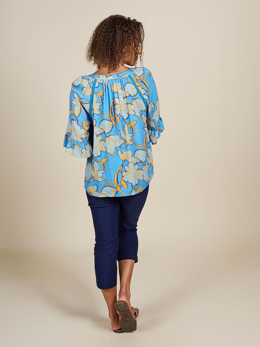 &frac34; Ruffle Sleeve Jacquard Blouse  Image 2