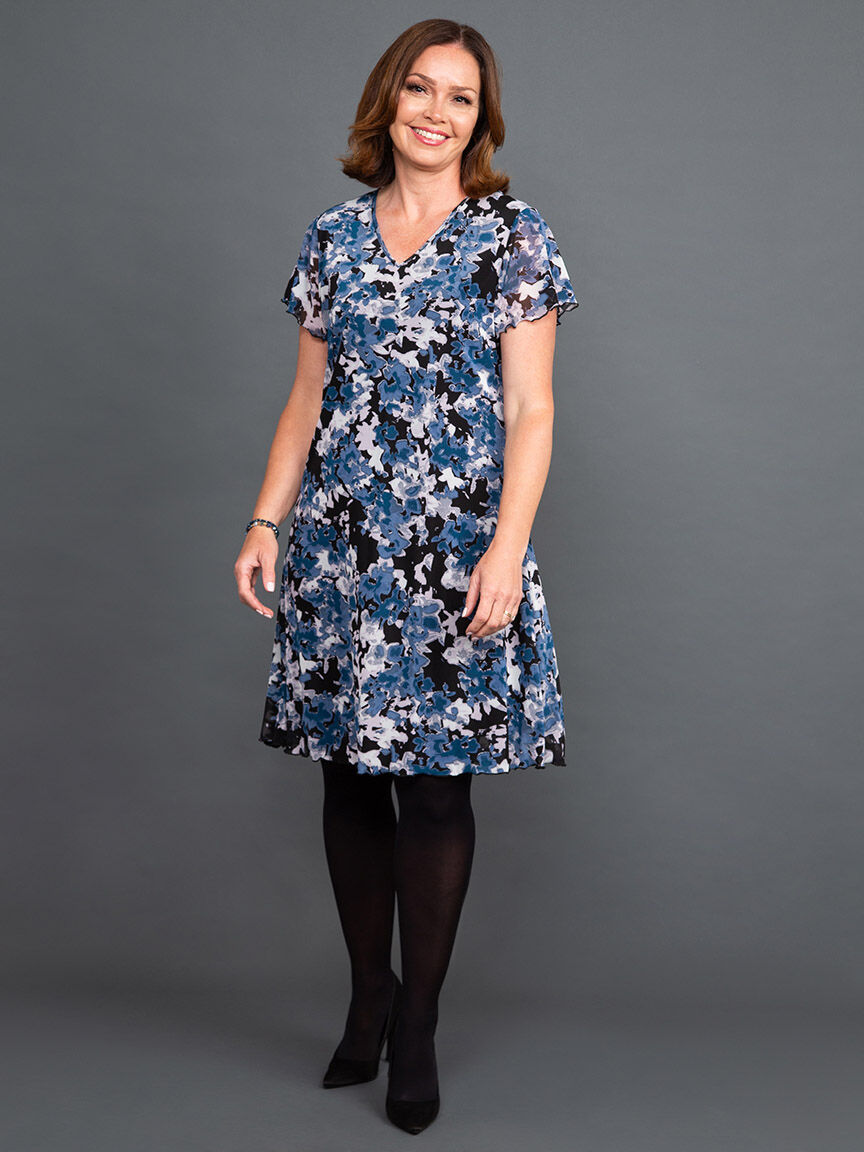 Flutter Sleeve Knee Length Mesh Dress Image 4