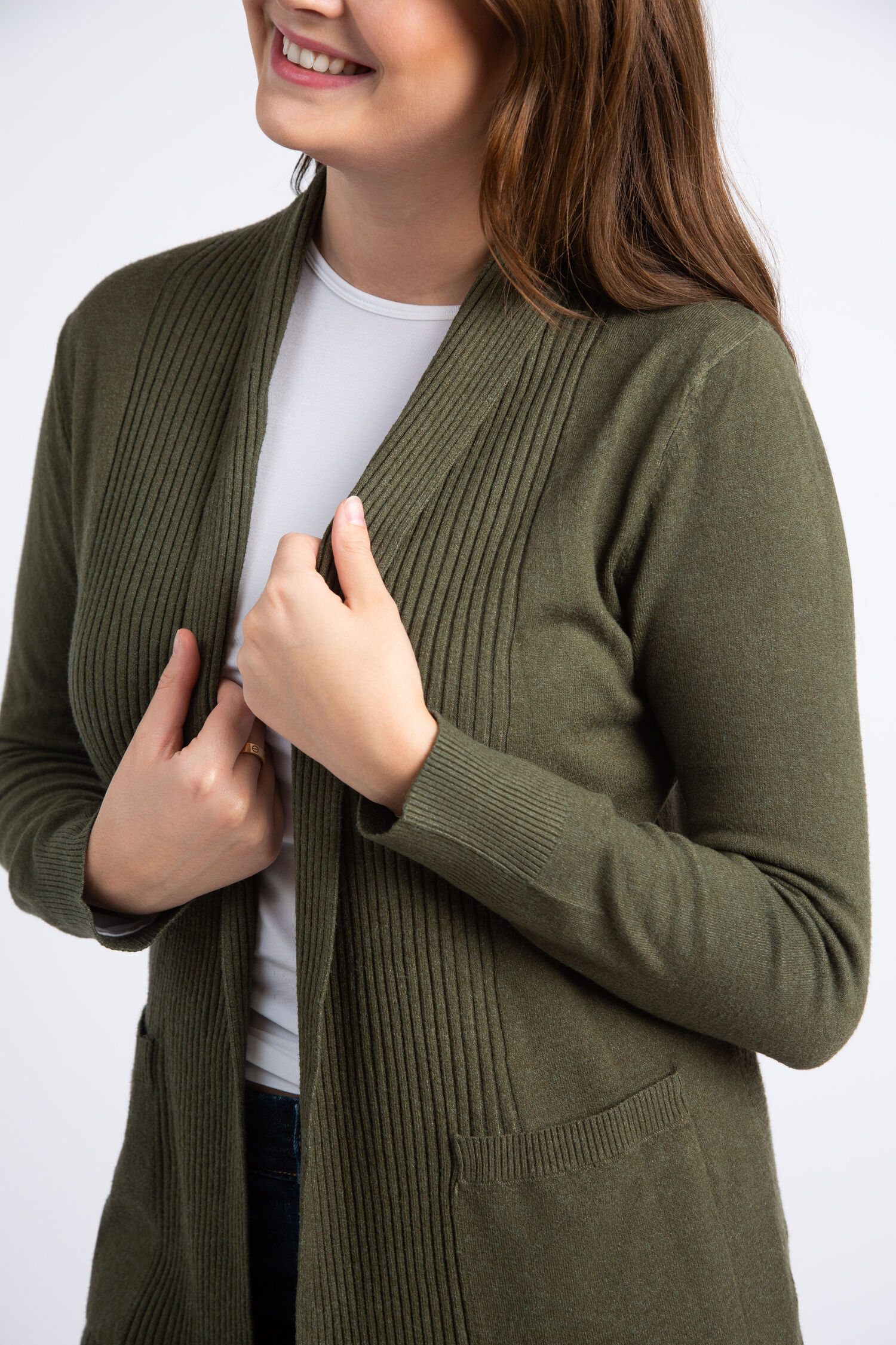 Longline Ribbed Pointelle Cardigan Image 5