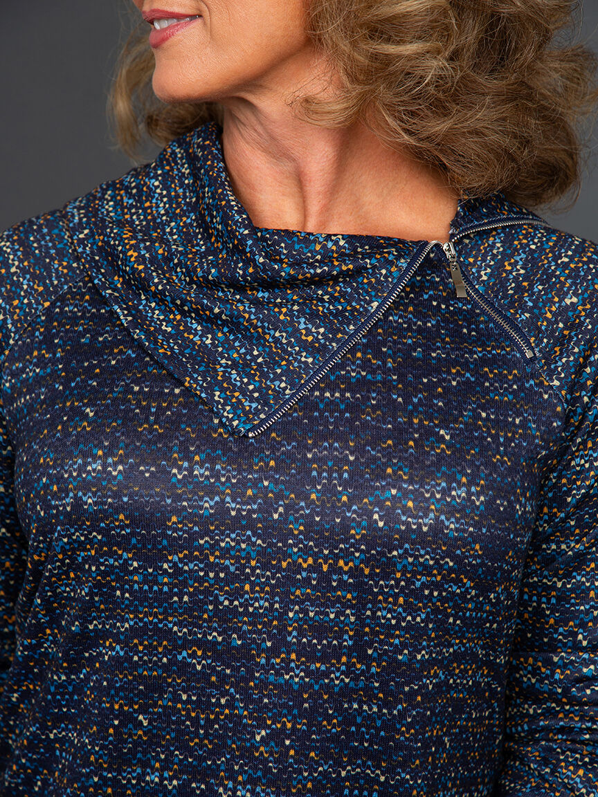 Long Sleeve Top w/ Zippered Mock Neck Image 5