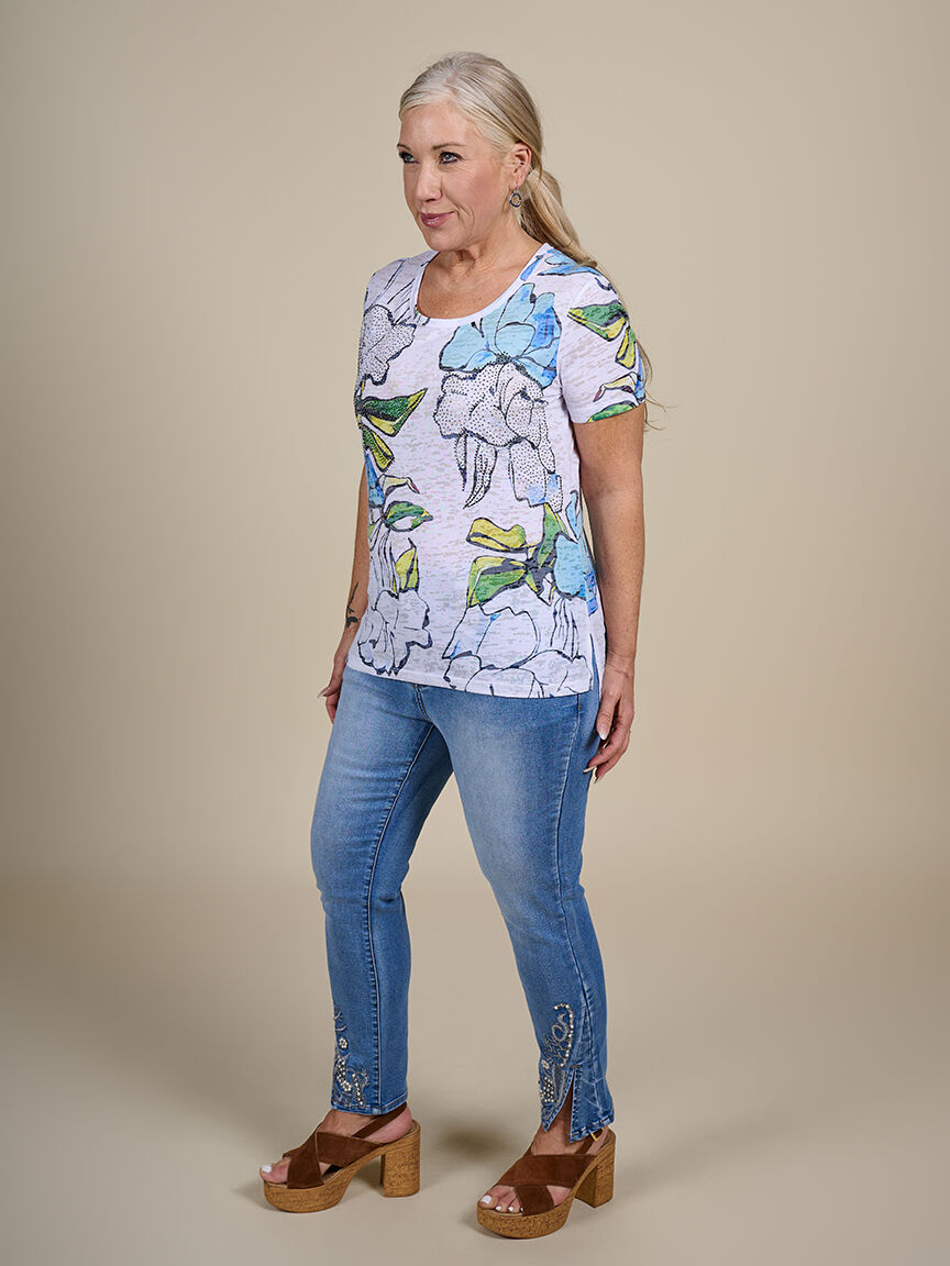 Short Sleeve Burnout Top with Hofix  Image 5