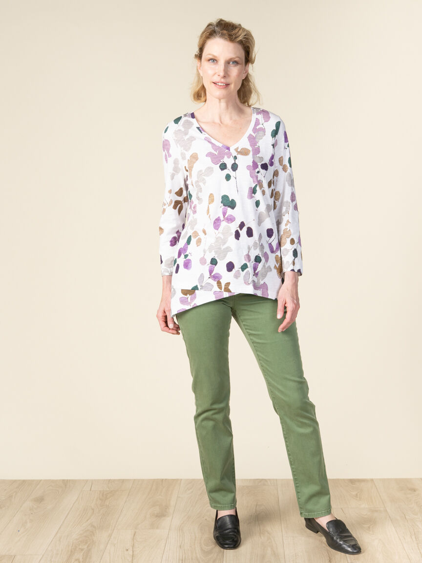 3/4 Sleeve Roll Tab Top 