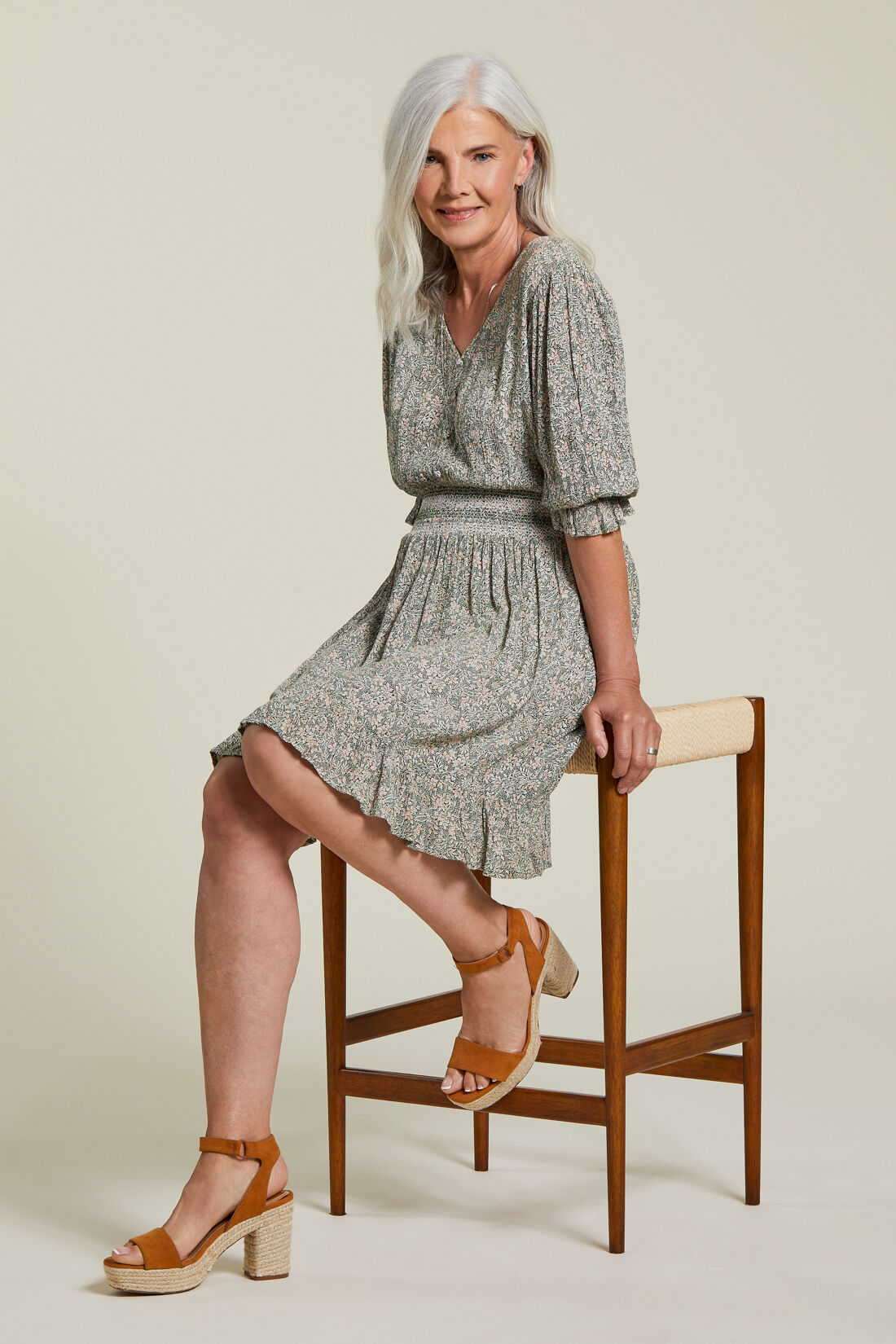 Printed Poet Sleeve Dress Image 1