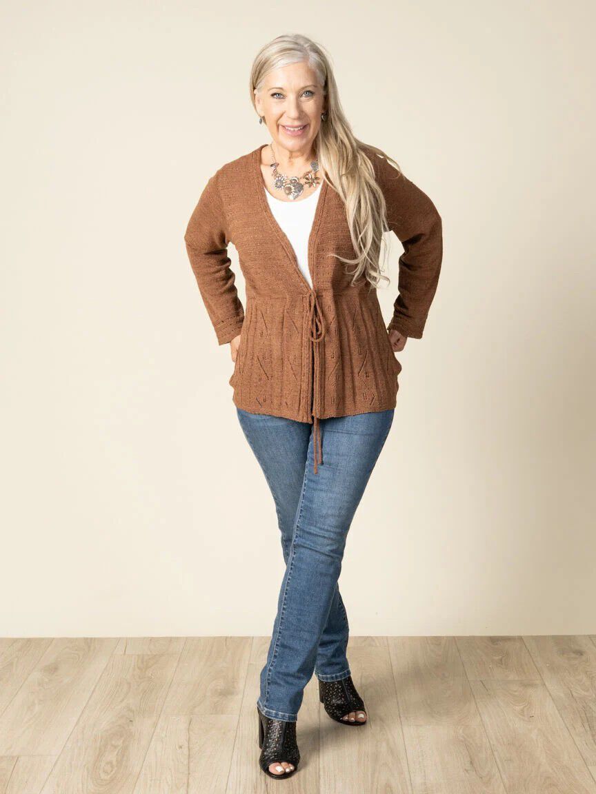 Long Sleeve Open Front Knitted Cardigan Image 3