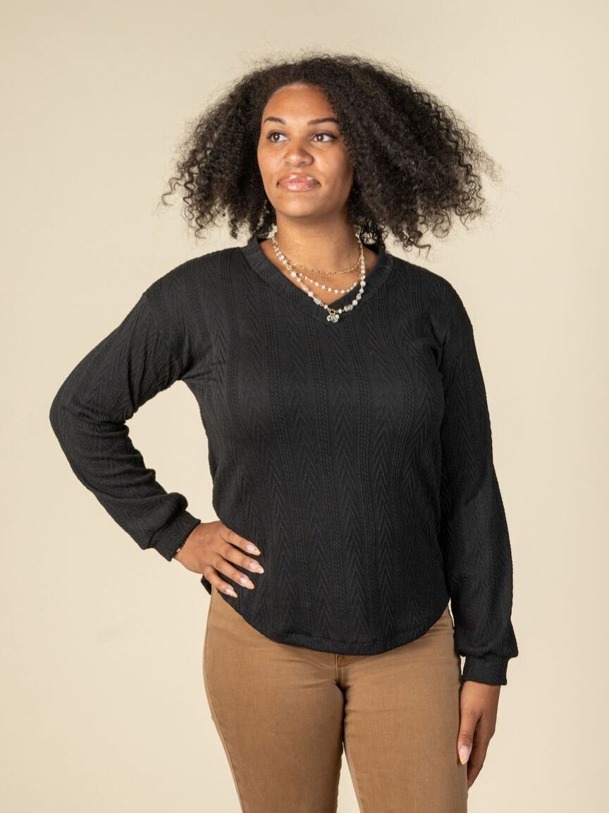Long Sleeve Jacquard Top