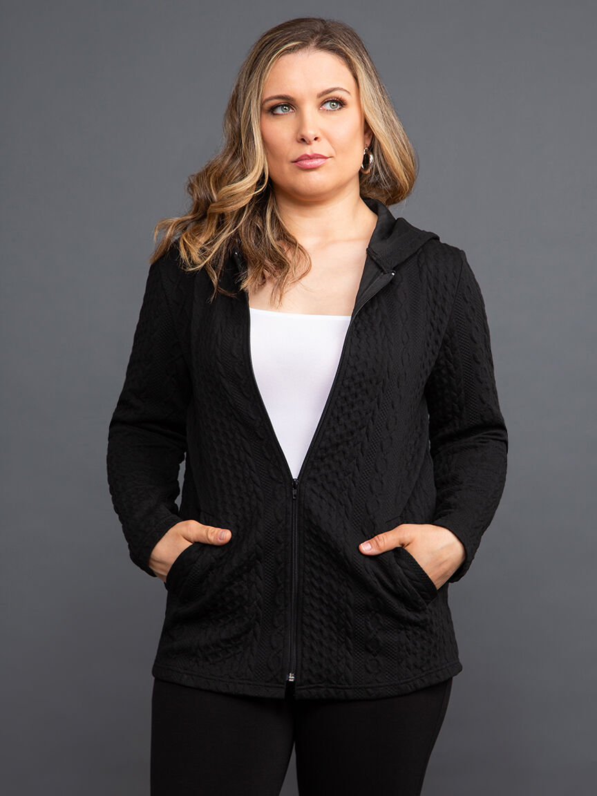 Cable Knit Zip-Up Hoodie Image 2