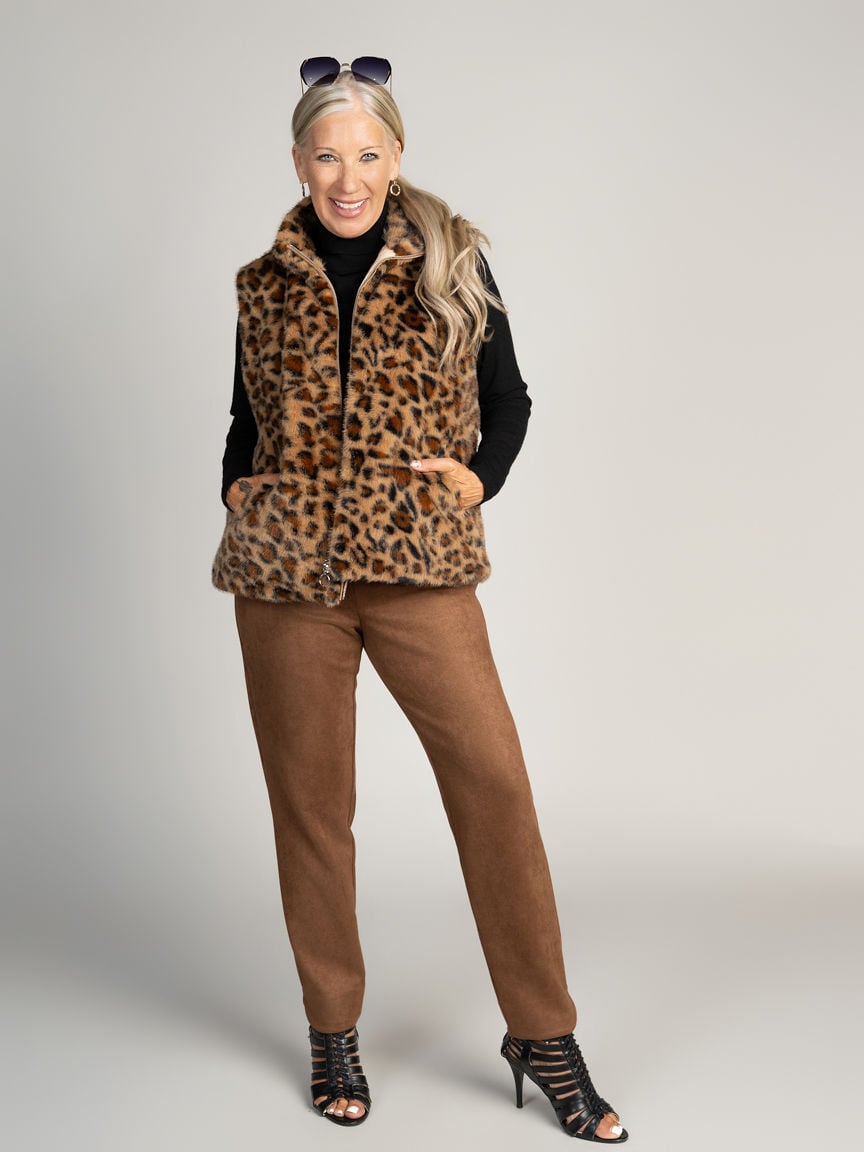 Animal Print Faux Fur Vest